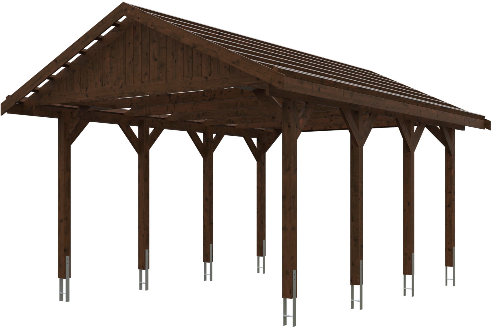 Skanholz Einzelcarport "Wallgau" Massivholz 340 cm Nussbaum mit Dachlattung