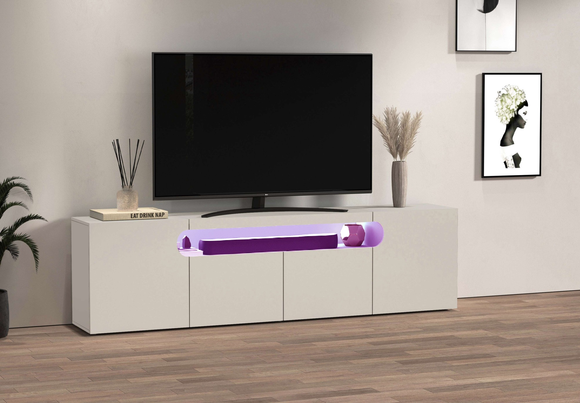 OTTO home Lowboard »REAL,Lowboard,TV-Kommode,TV-Möbel,TV-Bank« 1 Stk. tlg. Mit 4 Türen, davon 2 abgerundet, die ein ovales offenes Fach bilden
