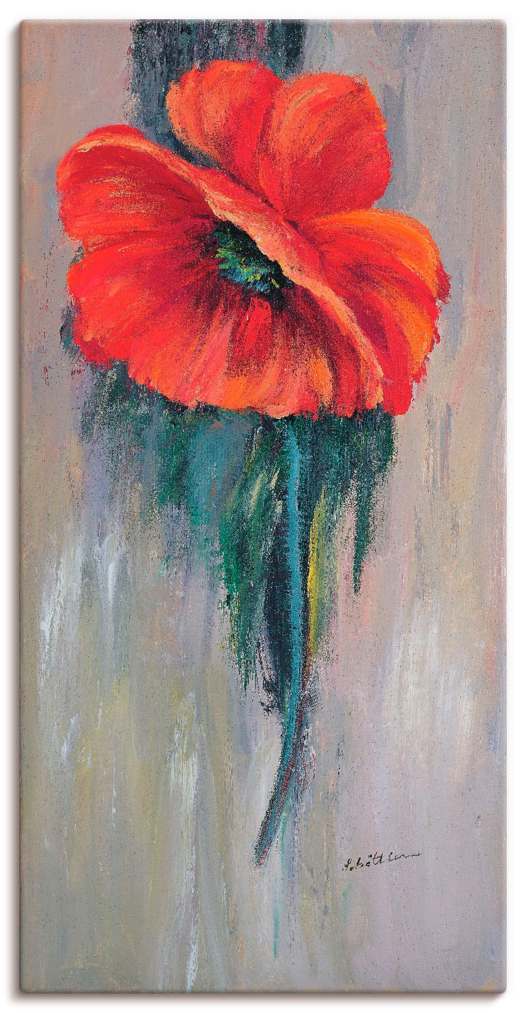 Artland Leinwandbild "Roter Mohn III" Blumen 1 Stk. tlg. auf Holzrahmen gespannt