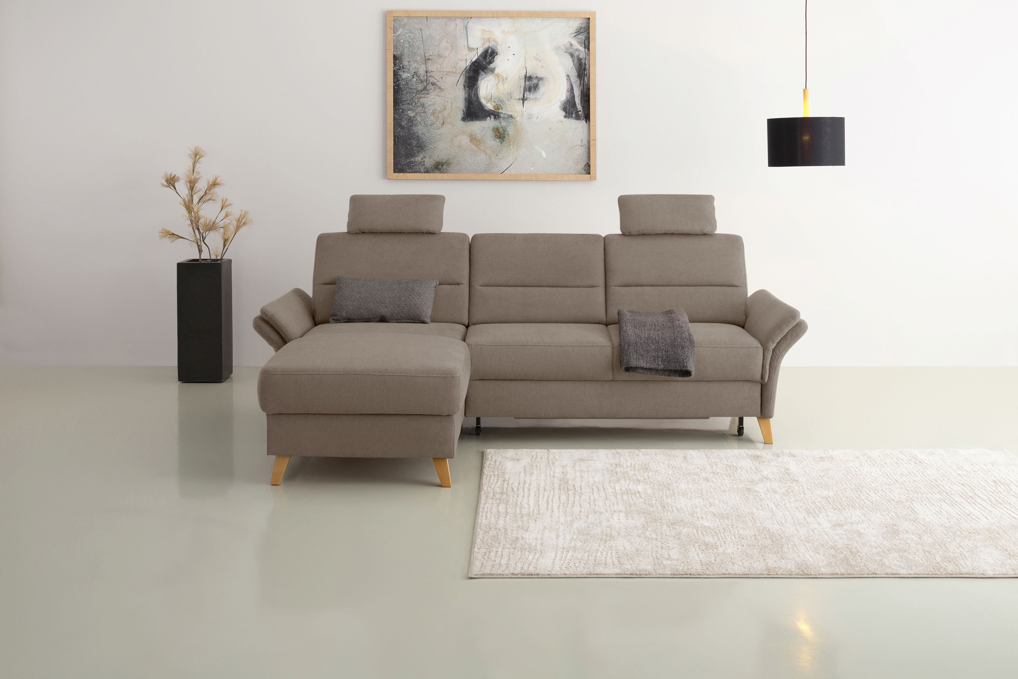 OTTO home Ecksofa "Westerland L-Form" Federkern-Polsterung, wahlweise mit Schlaffunktion, Bettkasten