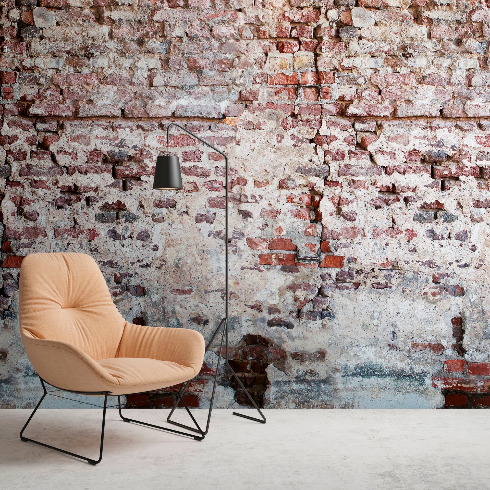 living walls Fototapete "The Wall" Motiv Steinoptik urban glatt Fototapete Vintage Tapete Steinoptik Tapeten Wohnzimmer Design Optik