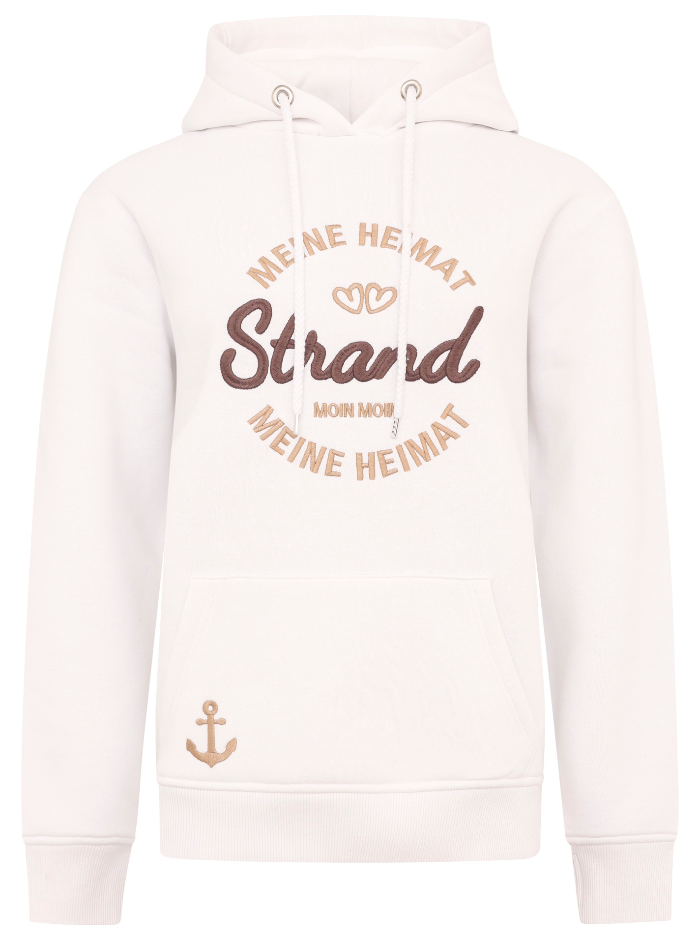 Zwillingsherz Hoodie ""Meine Heimat"", mit aufgesticktem "Strand"-Schriftzu günstig online kaufen