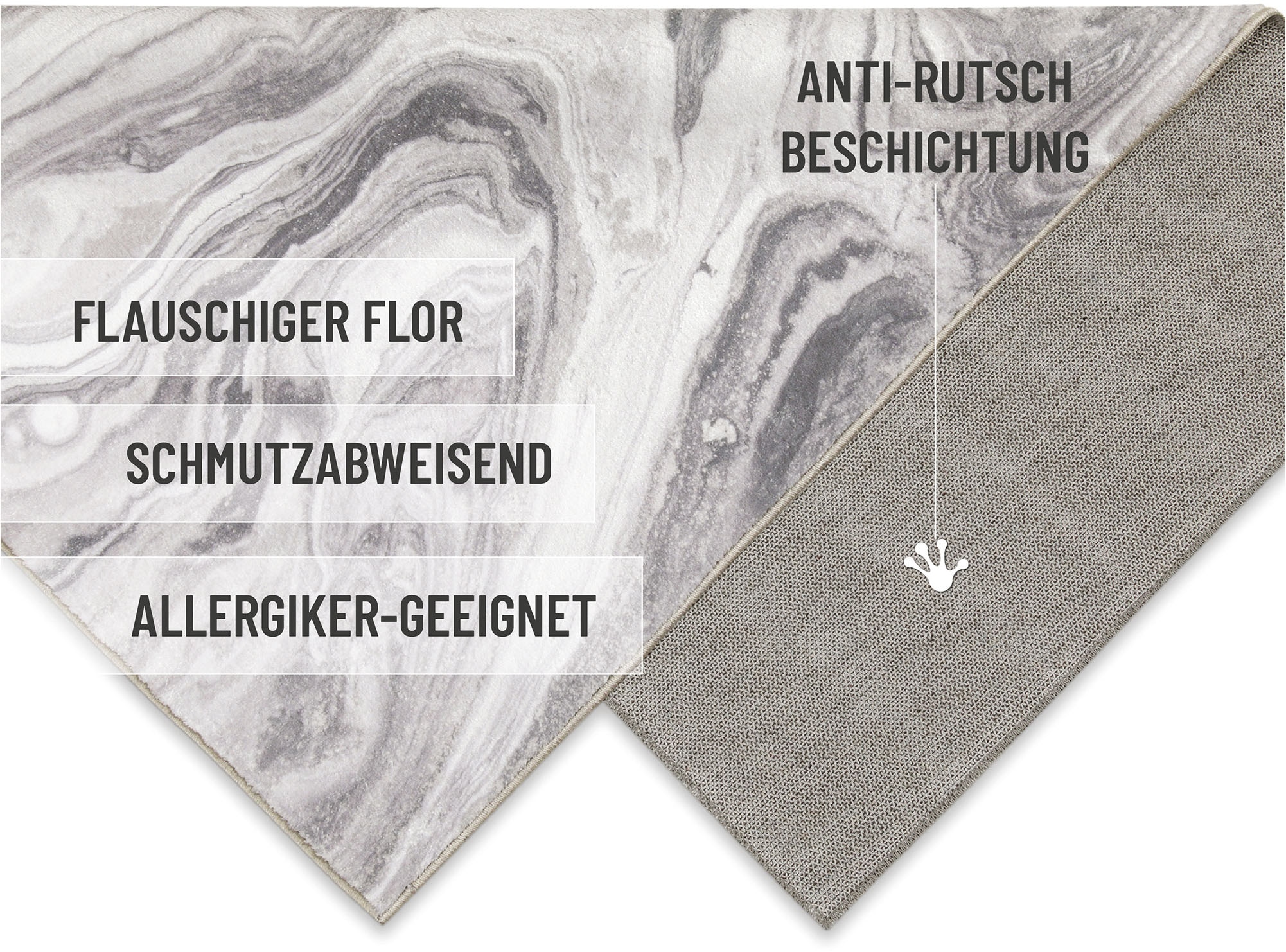 Wecon home Badematte »Jani«, Marmor Design, waschbar, rutschfest, schnell trocknend, Badteppich
