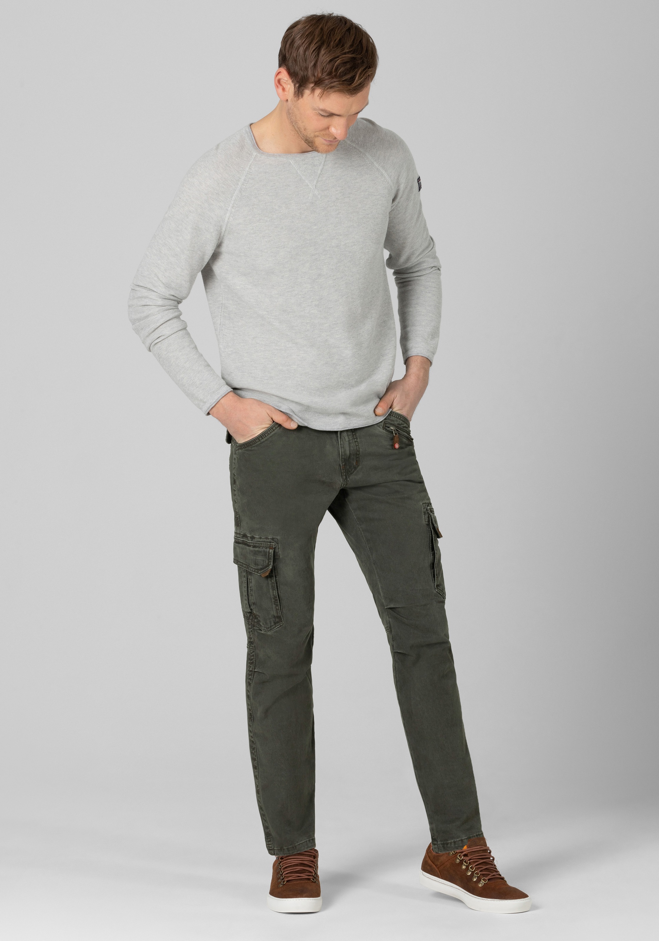 Cargohose TIMEZONE "Regular BenTZ", Herren, Gr. 29, Länge 30, grün, 97% Baumwolle 3% Elastan, normal, Hosen Cargohose 3