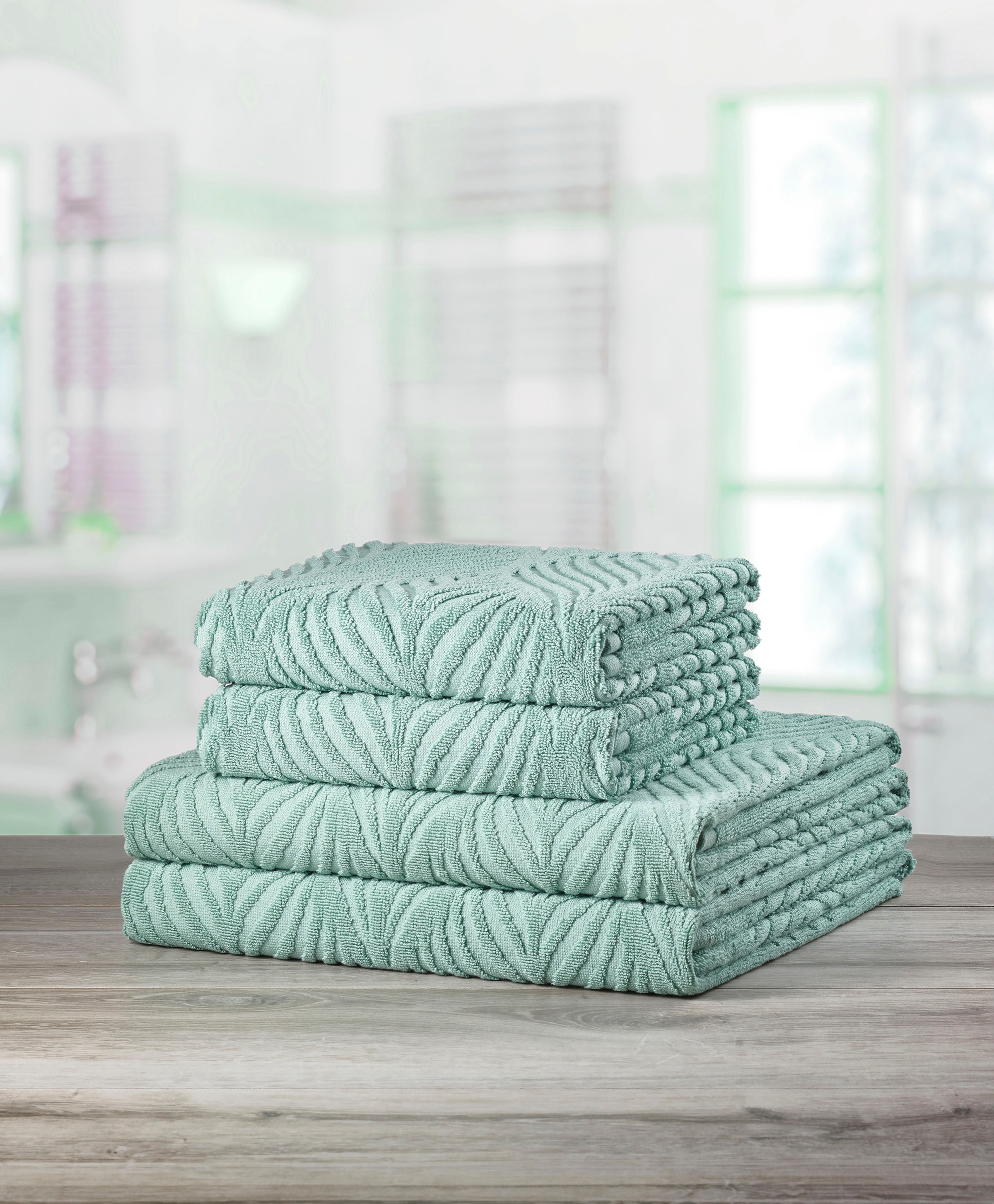 Kleine Wolke Duschtuch "Leaf, Größe 70/140 cm" Blatt Motiv, Hoch-Tief Effek günstig online kaufen