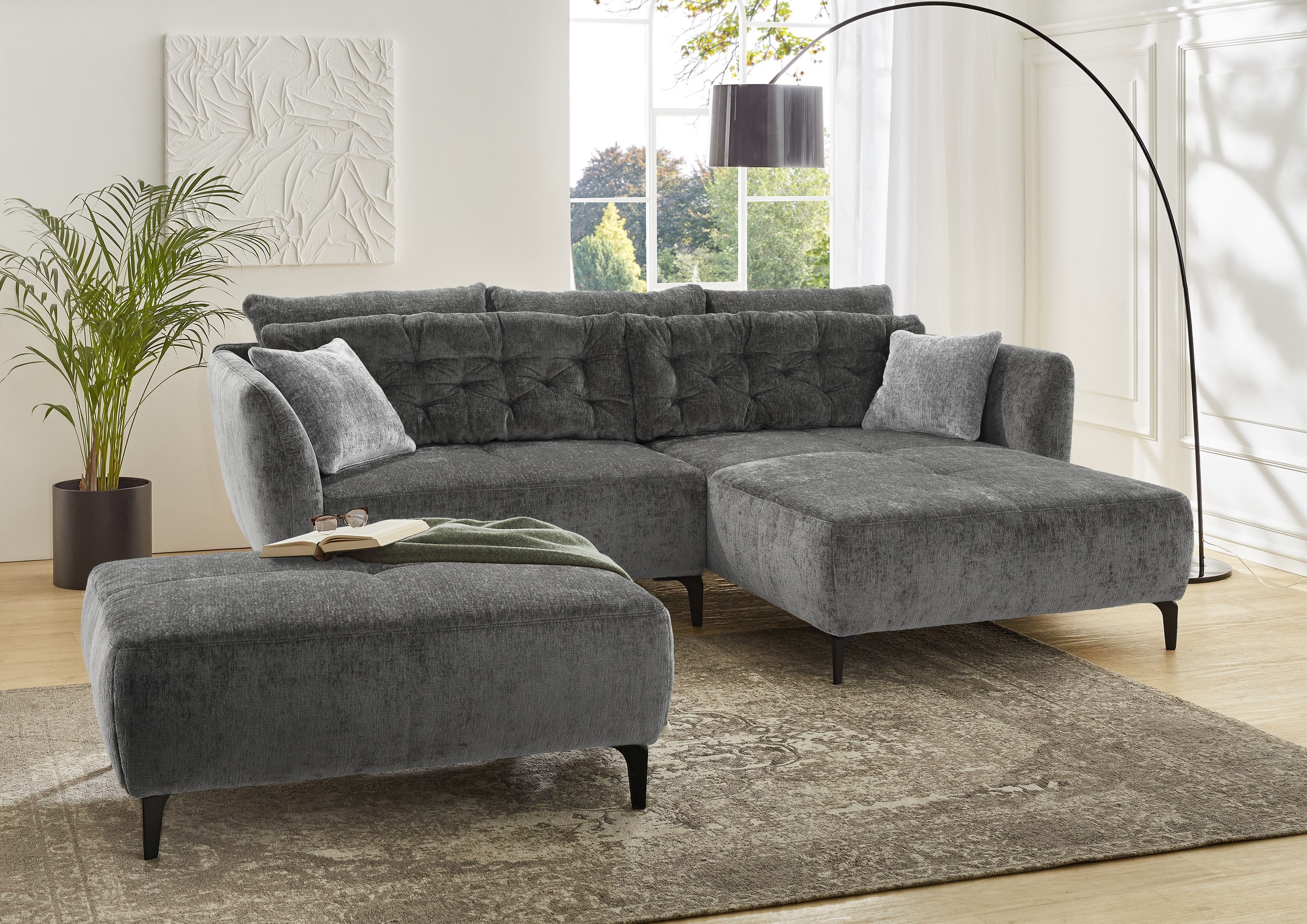 Jockenhöfer Gruppe Hocker "Salo, B: 114 cm" im Retrolook mit Wellenunterfed günstig online kaufen