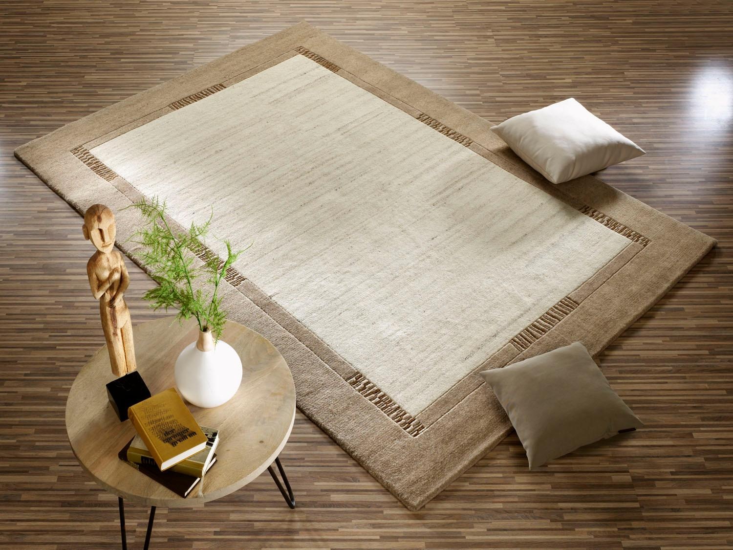Wollteppich OCI DIE TEPPICHMARKE "Jowea Emotion" Gr. 1, beige, B:70cm H:9mm L:140cm, Wolle, Teppiche, reine Wolle, handgeknüpft, Wohnzimmer 3