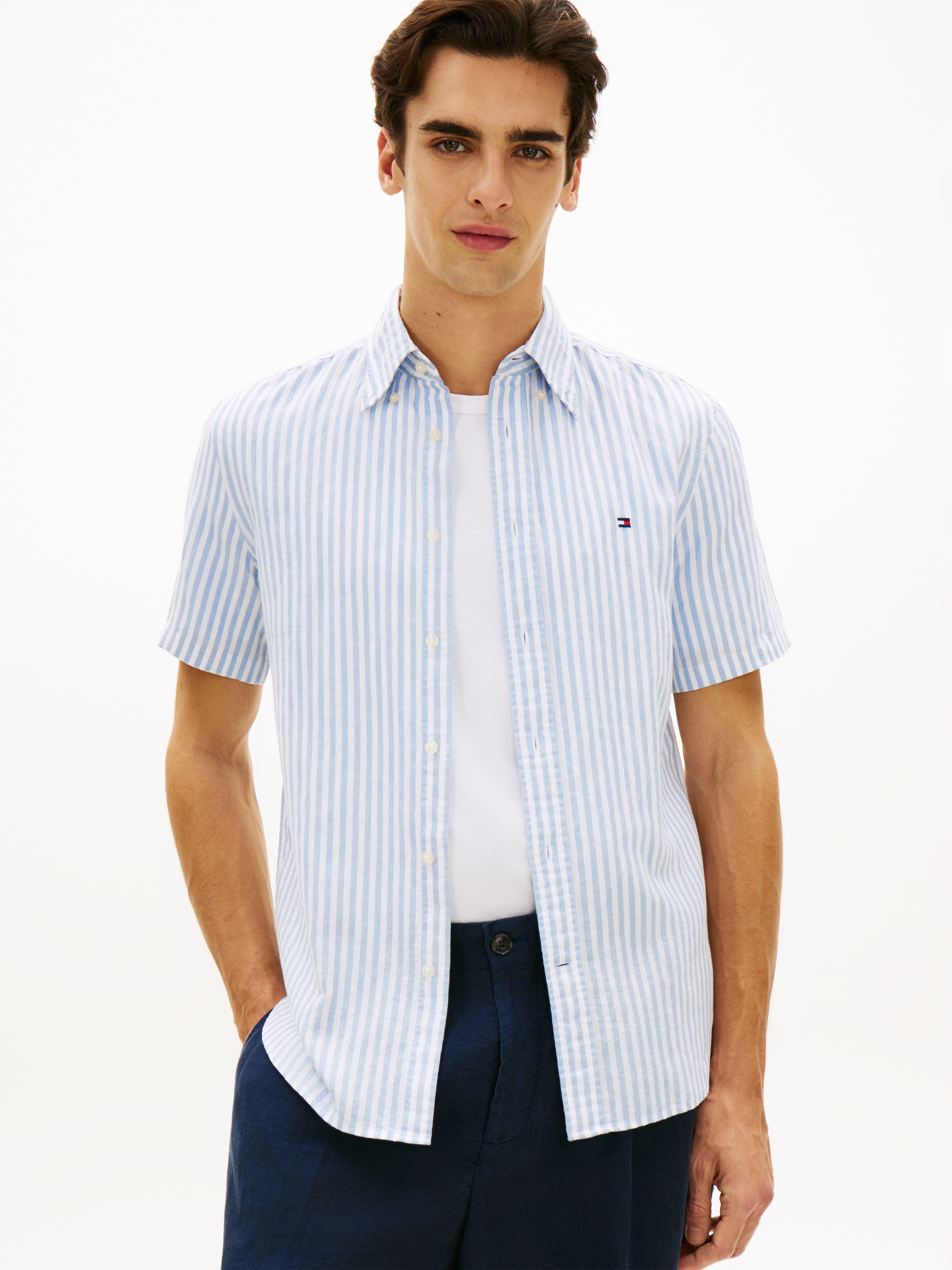 Tommy Hilfiger Kurzarmhemd "LINEN BLEND BENGAL STRIPE" regular fit, gestrei günstig online kaufen