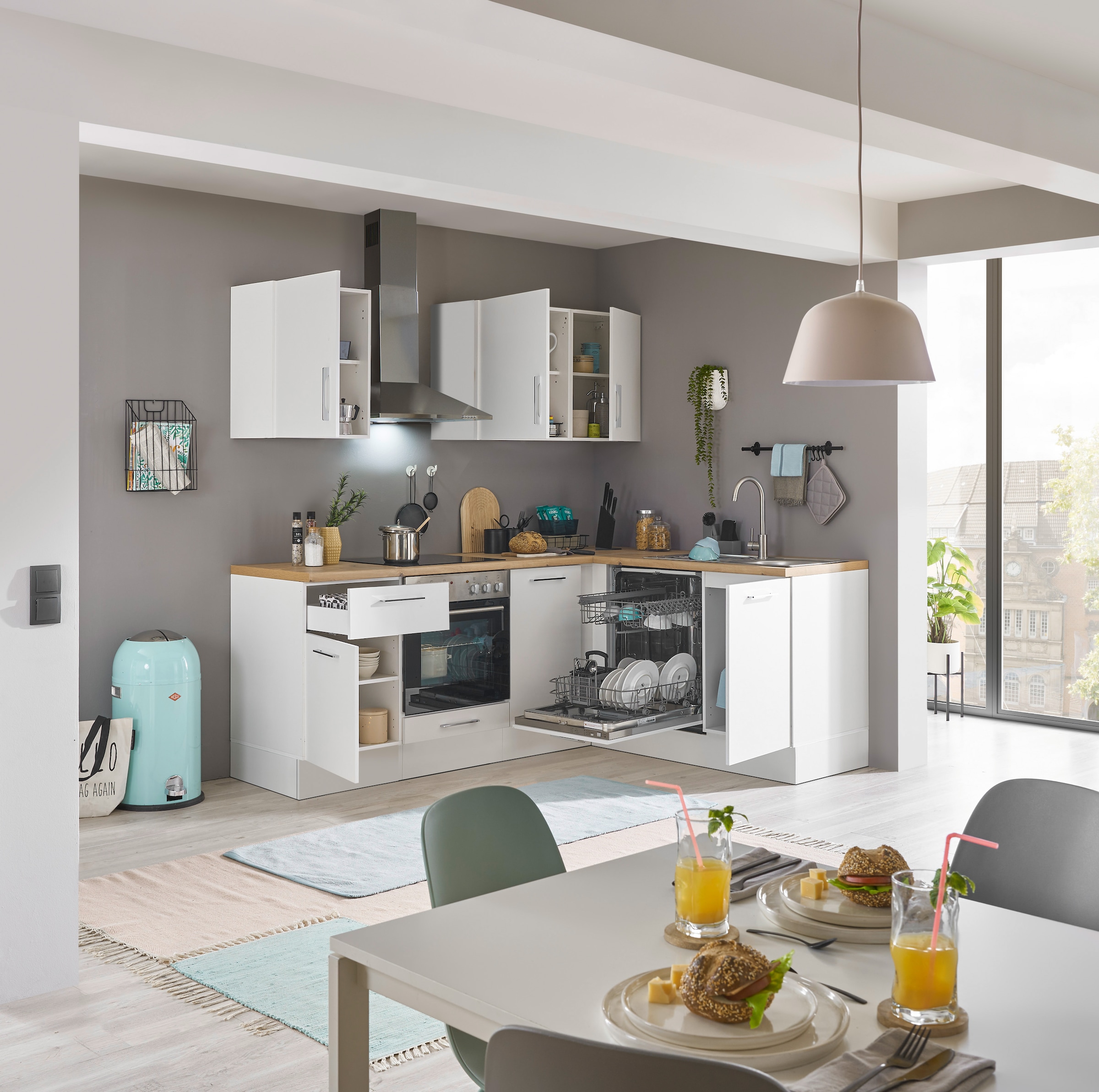 BASIC by Balculina Winkelküche »Turin«, Stellmaße 220x175 cm, wahlweise mit E-Geräten
