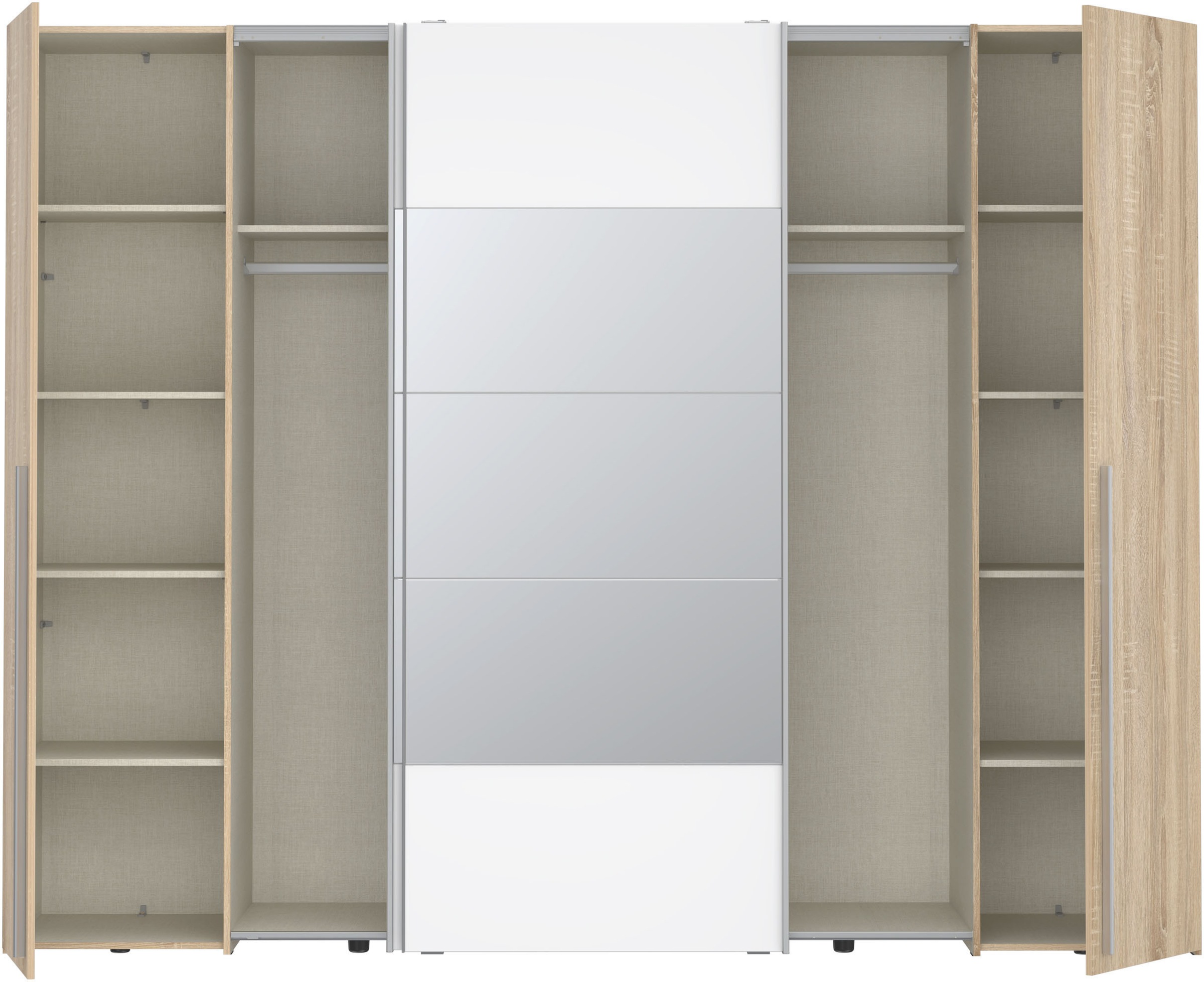 FORTE Kleiderschrank »Narago, Kombischrank mit Spiegel« B/H/T ca. 270/210/61cm,  Schwebetüren in Kombination mit Drehtüren, Made in Europe