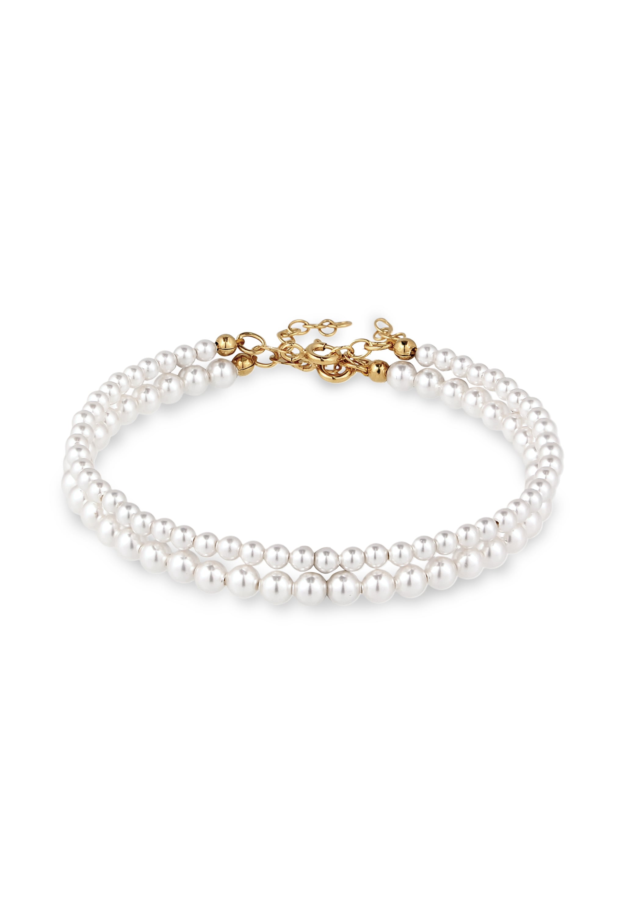 "Lederarmband ELLI ""Armband Armbandset mit Perlen von Swarovski 925 Sterling Silber"" Gr. 16, gold, Armbänder, Damen, Silber 925