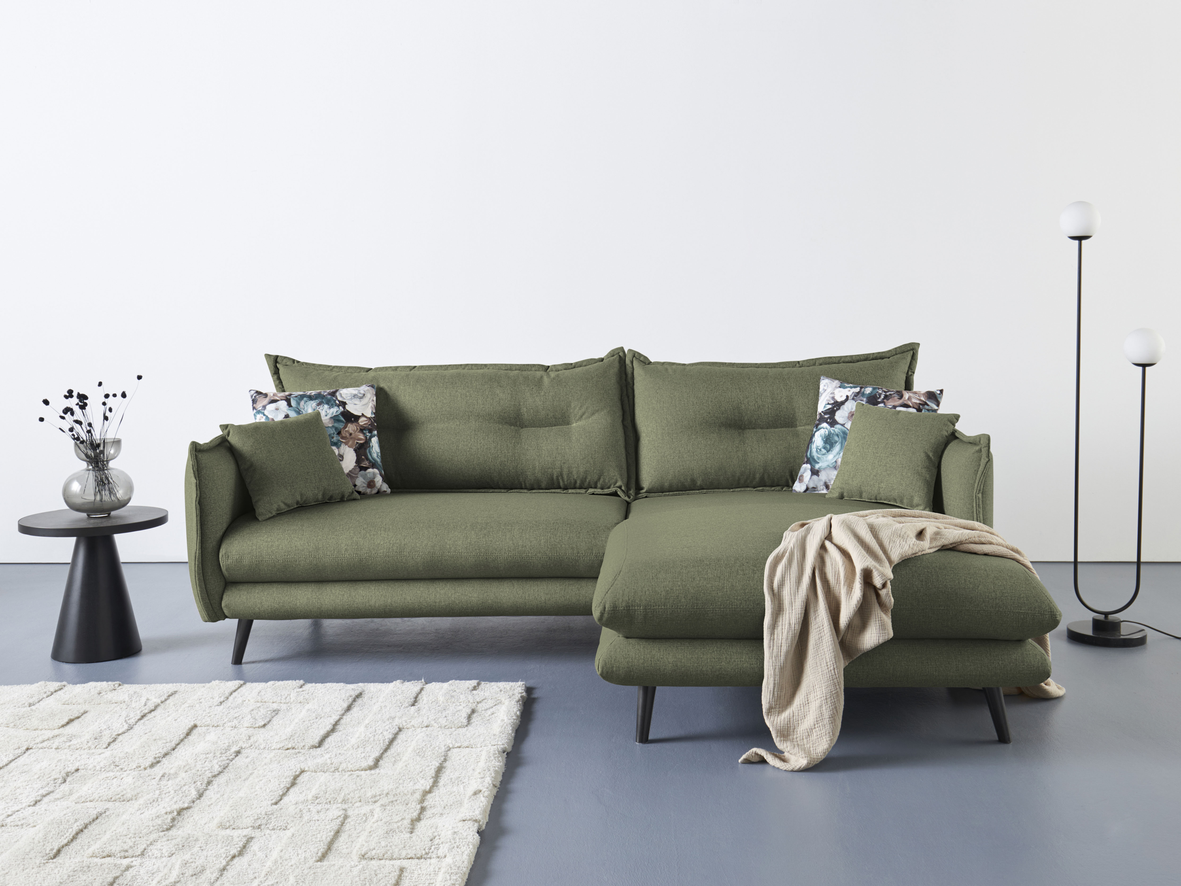 Home affaire Ecksofa "Levke, 255 x 180 cm, modern und bequem" Struktur fein, L-Form, inkl. Rücken- und Zierkissen