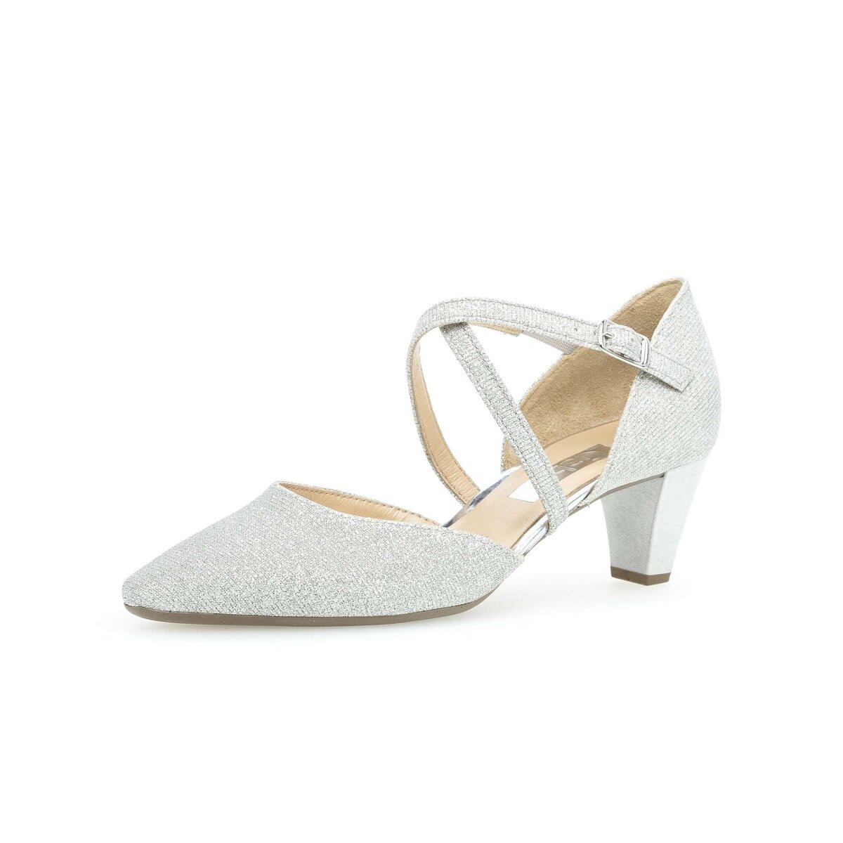 Spangenpumps GABOR "Spangenpumps", Damen, Gr. 38,5, silber, Schuhe Spangenpumps