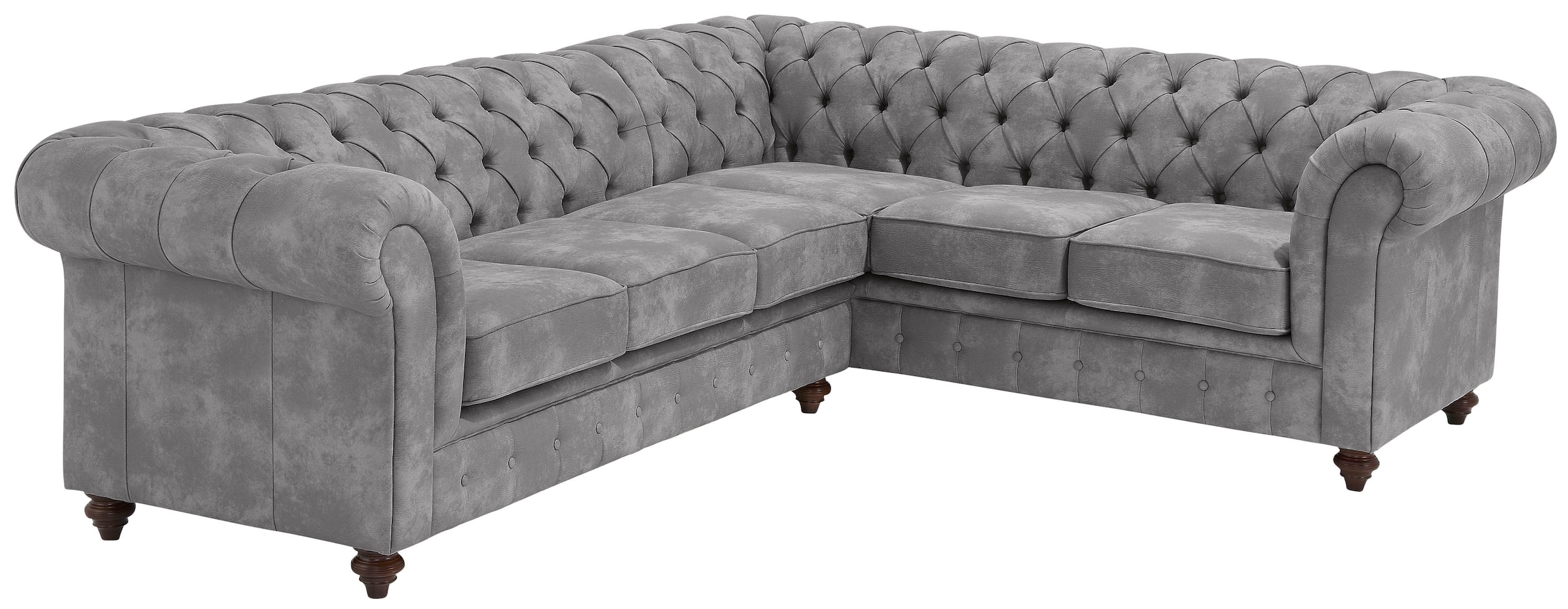 Home affaire Chesterfield-Sofa "Chesterfield Ecksofa, auch in Leder L-Form", hochwertige Knopfheftung, langer Schenkel l