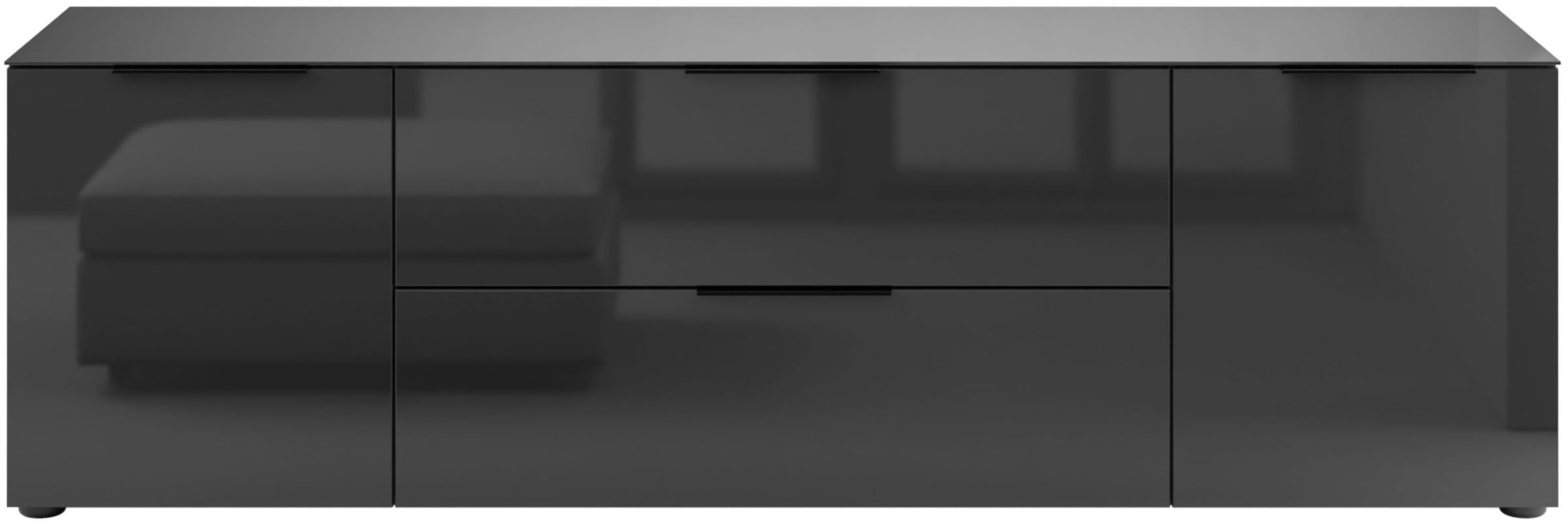 Manjana Möbel Lowboard "Lowboard mit Chrom oder Schwarz matten Metallgriffe günstig online kaufen