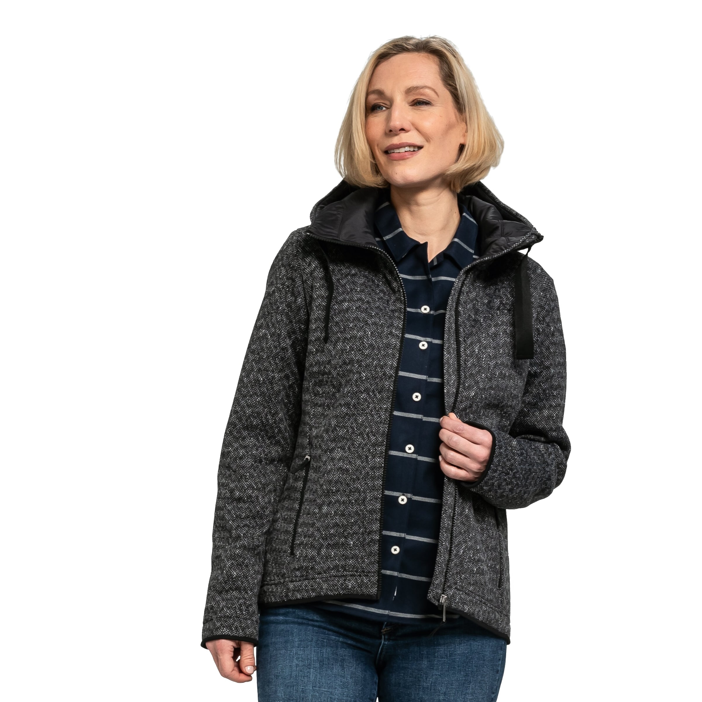 Schöffel Fleecejacke "Fleece Hoody Aurora L" mit Kapuze mit hochschließende günstig online kaufen