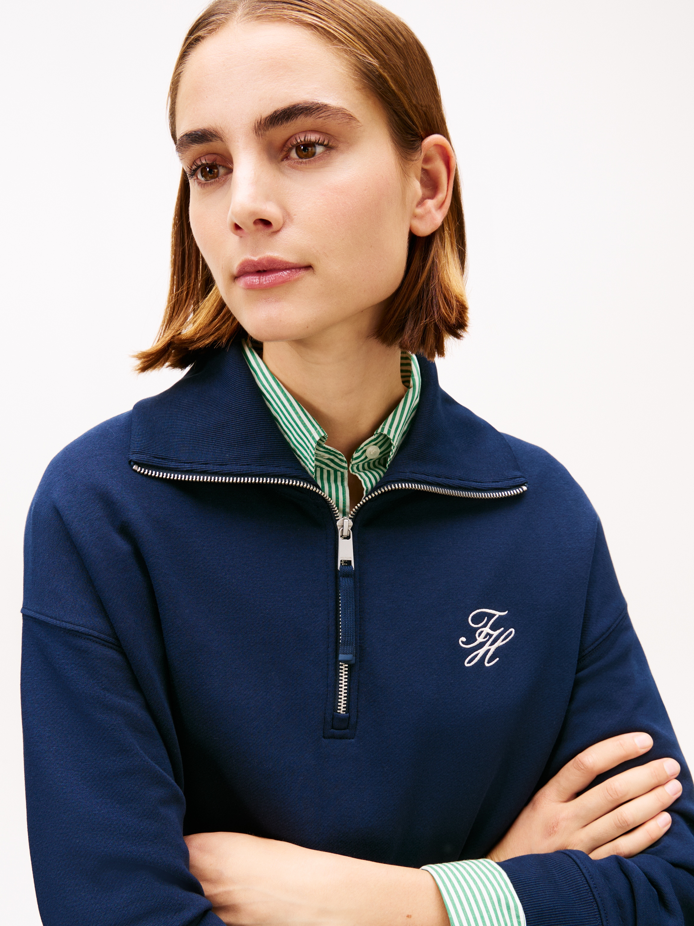 Tommy Hilfiger Minikleid »TH SCRIPT 1/2 ZIP TERRY DRESS«