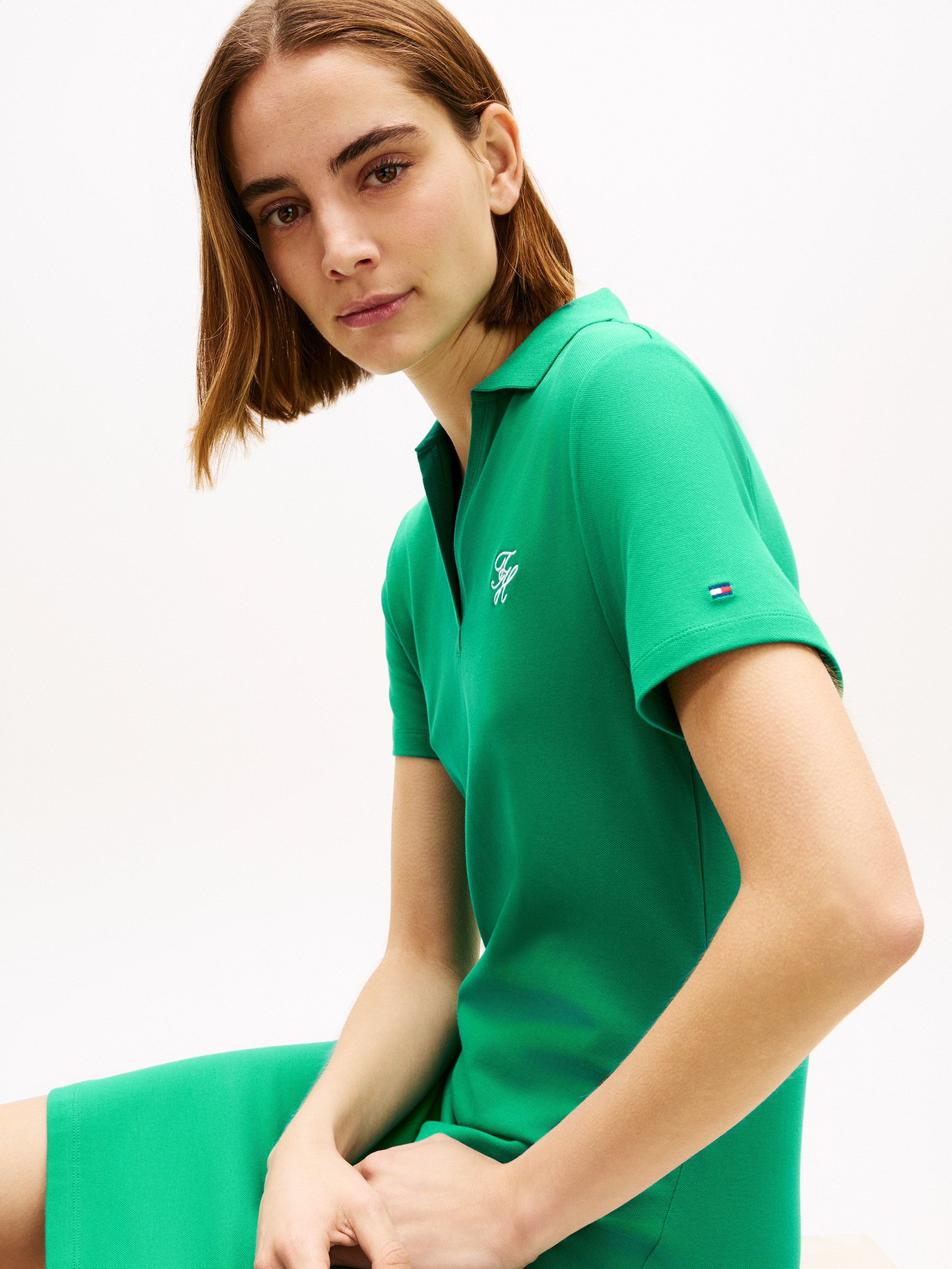Tommy Hilfiger Polokleid »TH SCRIPT OPEN-NK POLO DRS« mit Knopfleiste