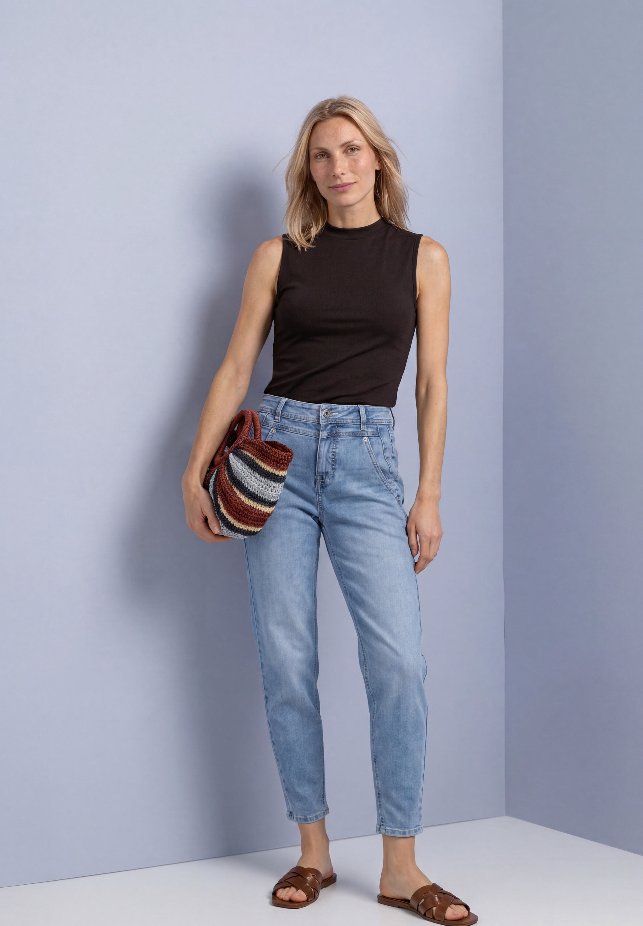 STREET ONE Shirttop Sommer-Top im Silk-Look mit Turtle Neck