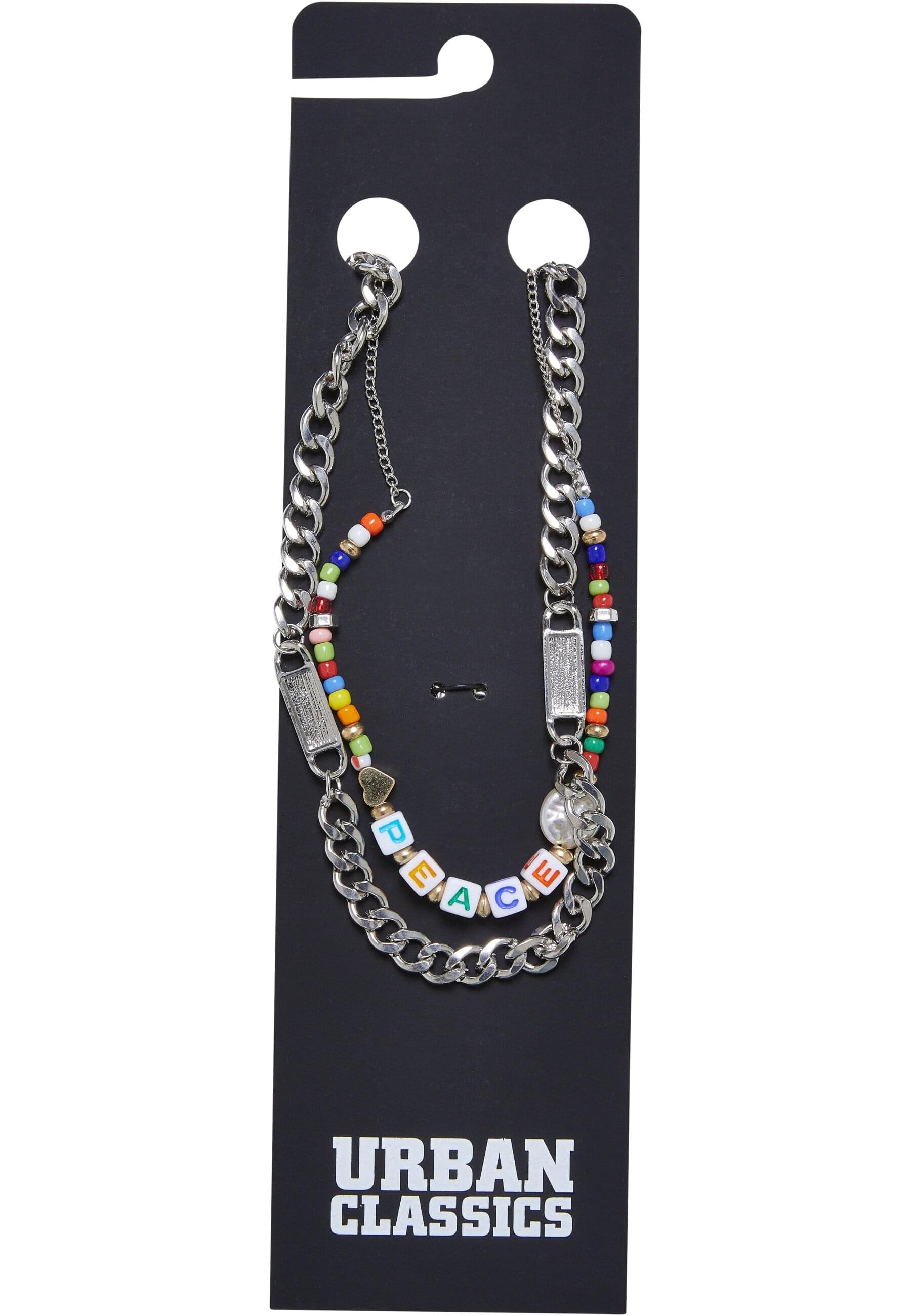 URBAN CLASSICS Edelstahlkette »Urban Classics Unisex Peace Bead Layering Necklace 2-Pack«