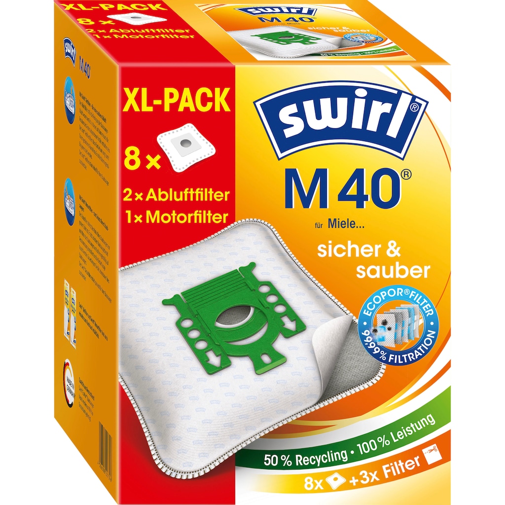 Swirl Staubsaugerbeutel »Swirl® M 40 EcoPor® XL Vorteilspack«, (Packung, 11 St.)