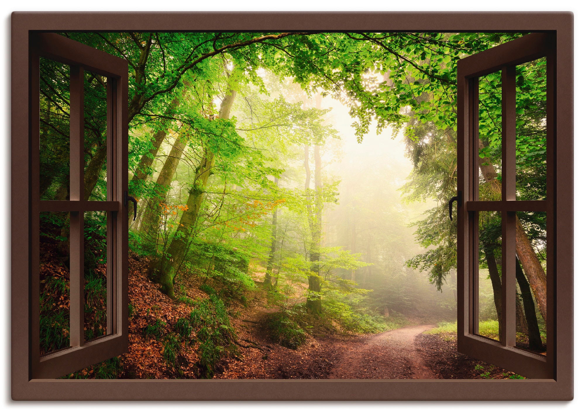 Artland Wandbild »Fensterblick Torbögen durch Bäume«, Wald, (1 St.), als  Alubild, Leinwandbild, Wandaufkleber oder Poster in versch. Größen kaufen |  BAUR