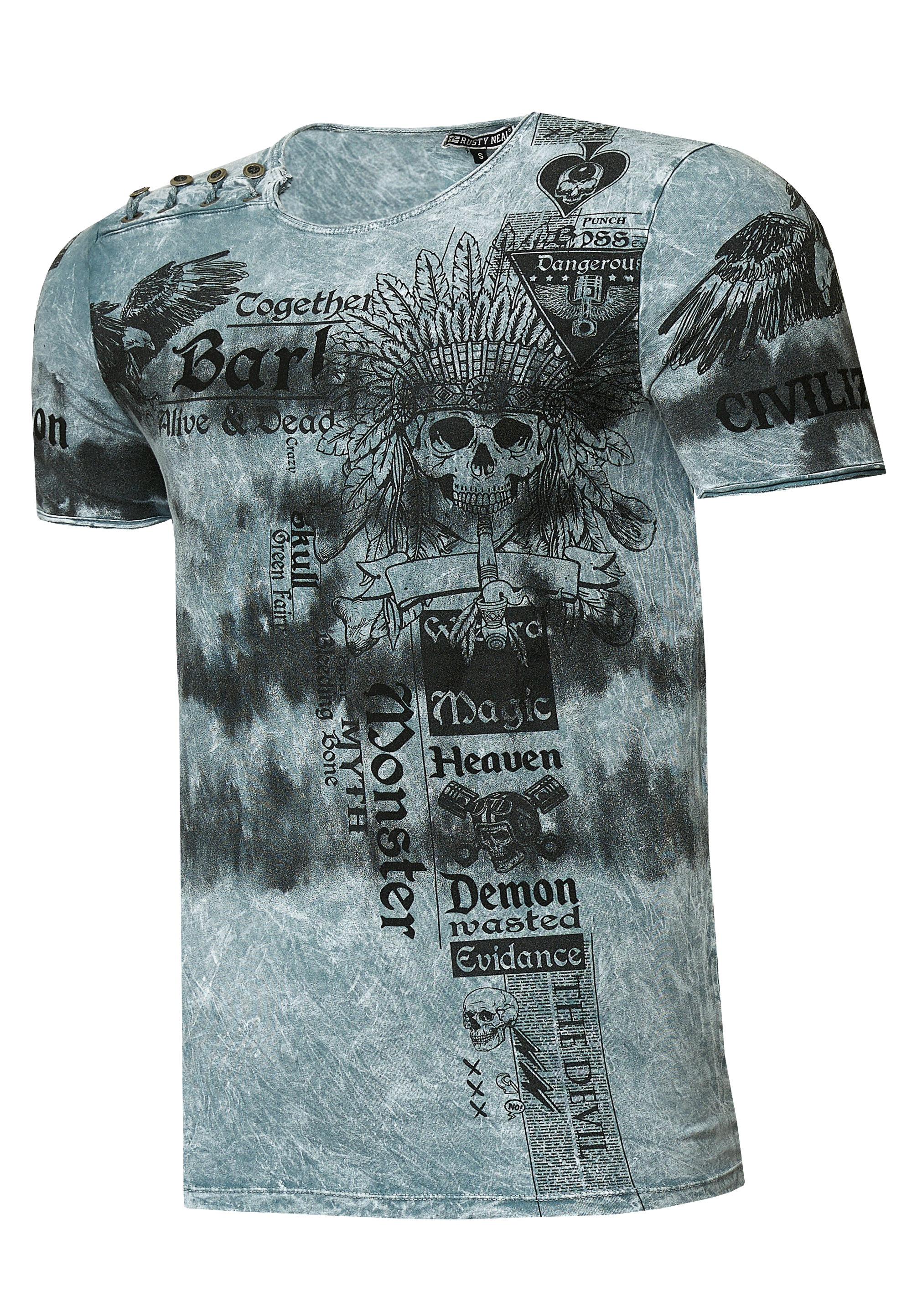 Rusty Neal T-Shirt, in lässiger Batik-Optik