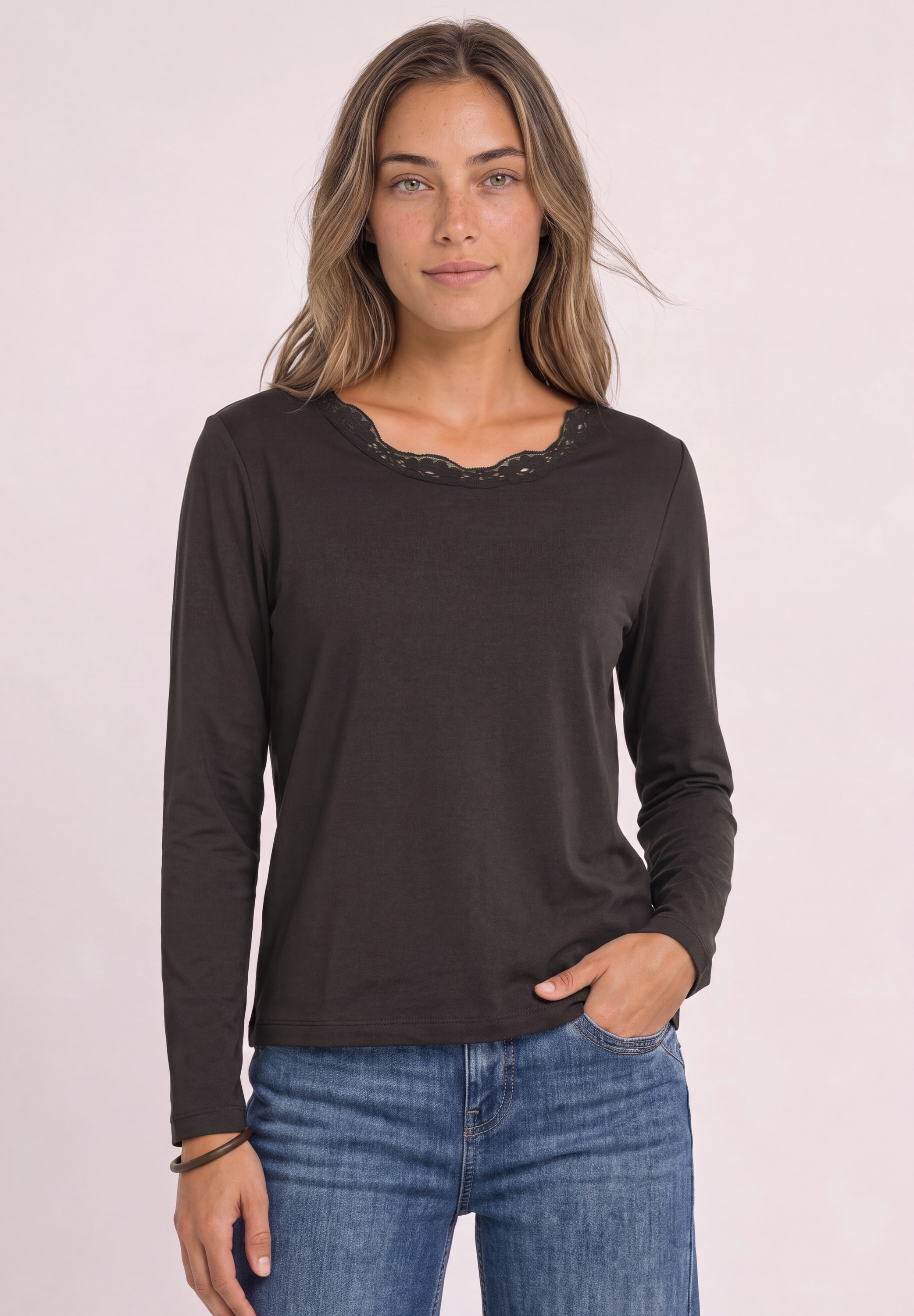 STREET ONE Langarmshirt mit Spitze