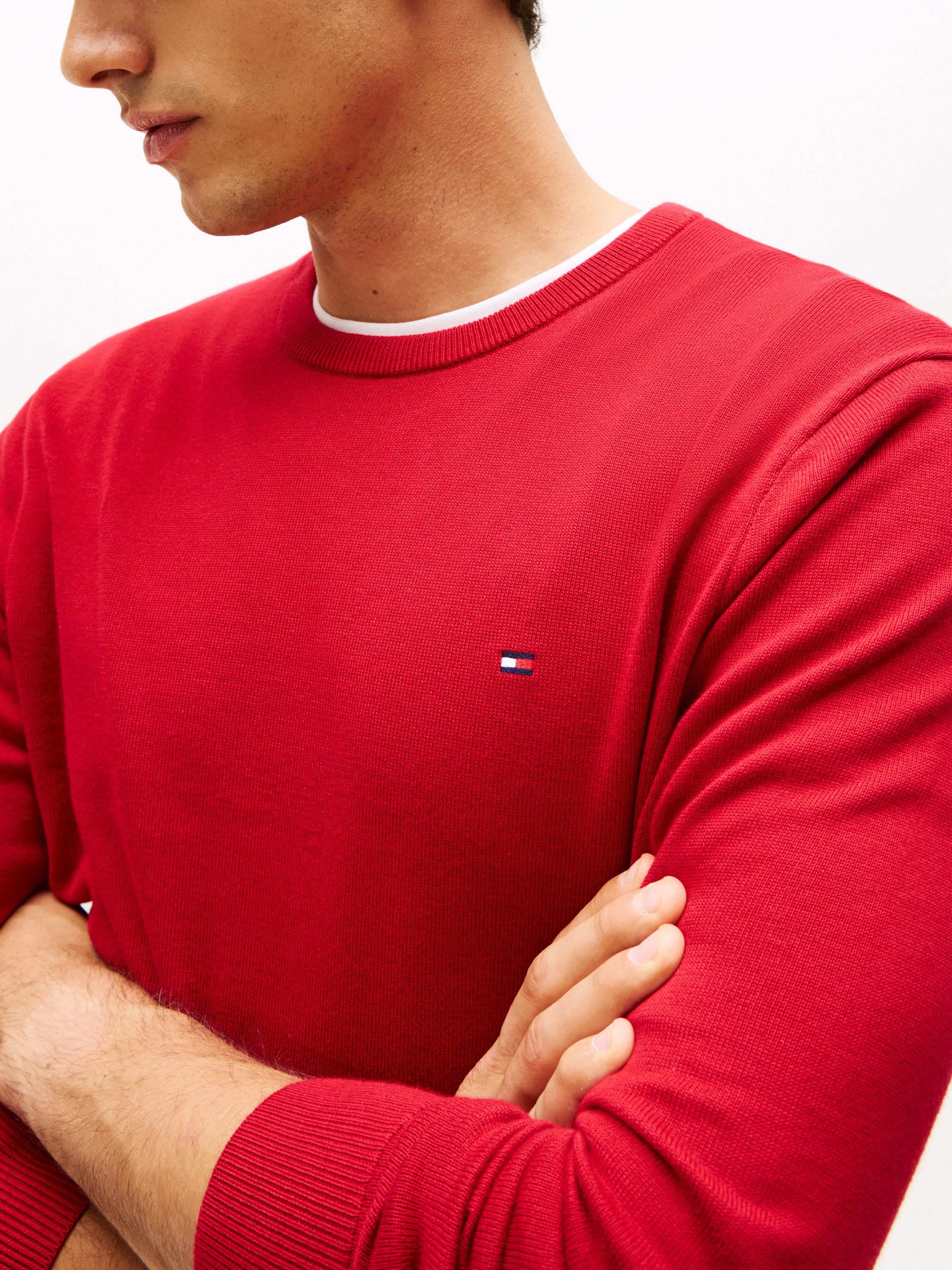 Tommy Hilfiger Rundhalspullover »ESSENTIAL COTTON CREW NECK«, 100% Baumwolle Crewneck Regular Fit Premium Mode