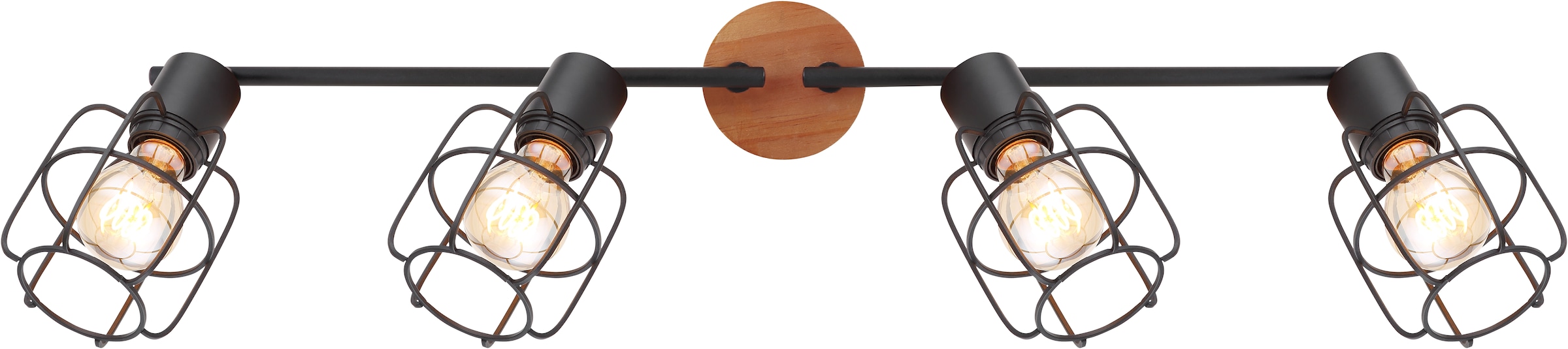 GLOBO LIGHTING Deckenstrahler »WILLA«, Leuchtmittel E27 | ohne Leuchtmittel, Deckenspot/Holz/schwarz/beweglich/Flur/Wohnzimmer/Schlafzimmer