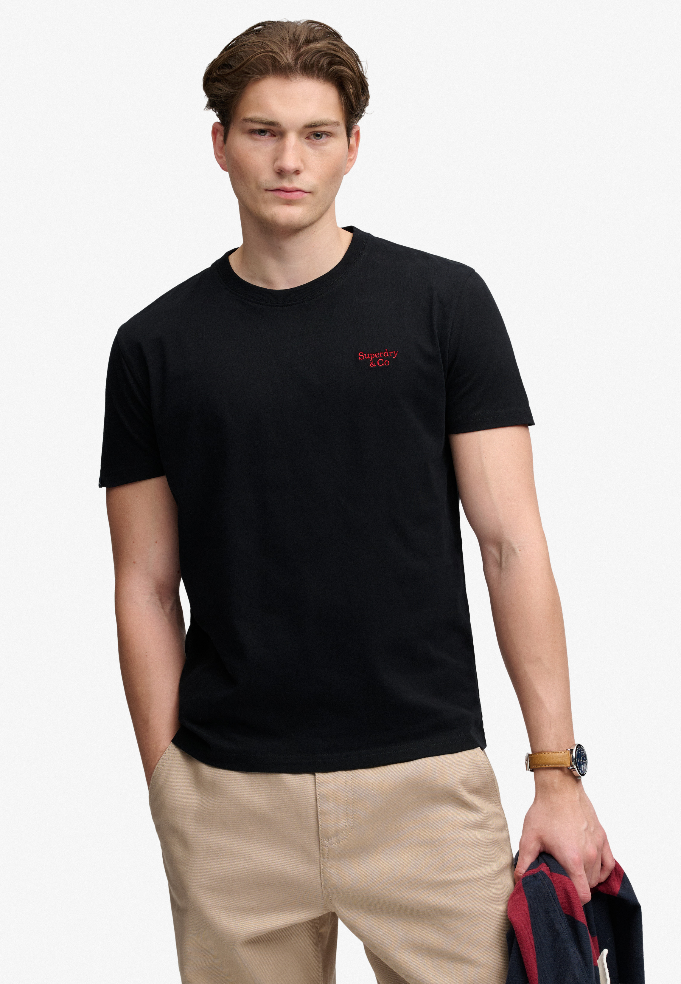 Superdry Rundhalsshirt "ESSENTIAL SERIF LOGO EMB TEE" Baumwolle, regular fit