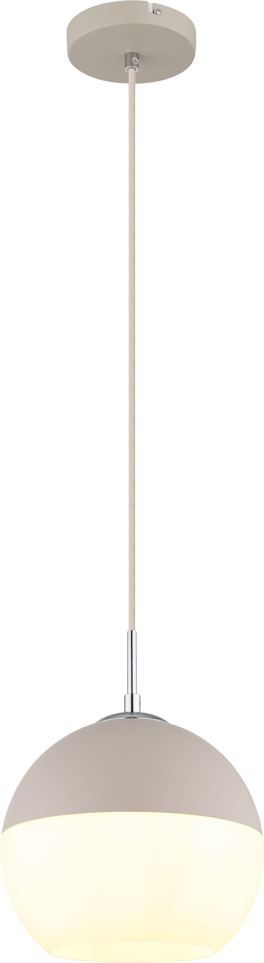 GLOBO LIGHTING Hängeleuchte »RAGUSA« E27 1 Stk. Chrom-Pendelleuchte sandfarben, Glaskugel, E27, höhenkürzbar