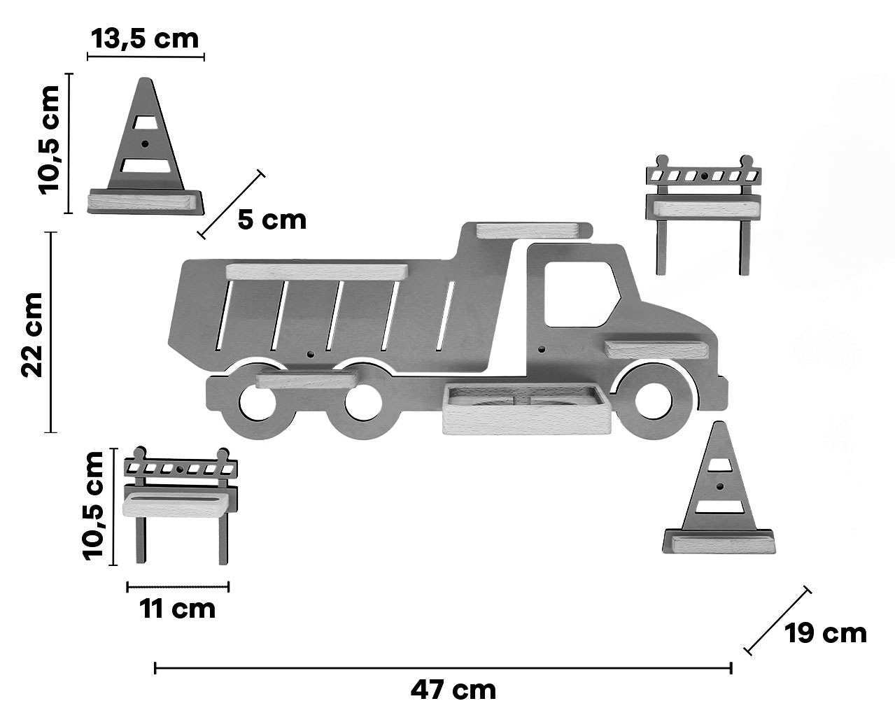 Boarti Wandregal »Regal LKW Kipper Kinder Toniebox Tonies Figuren«