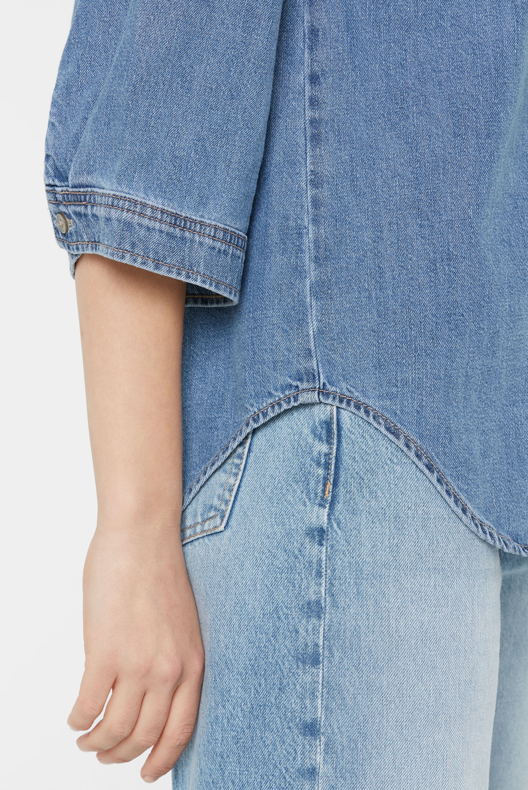 SENSES.THE LABEL Kurzarmbluse, mit Baumwolle