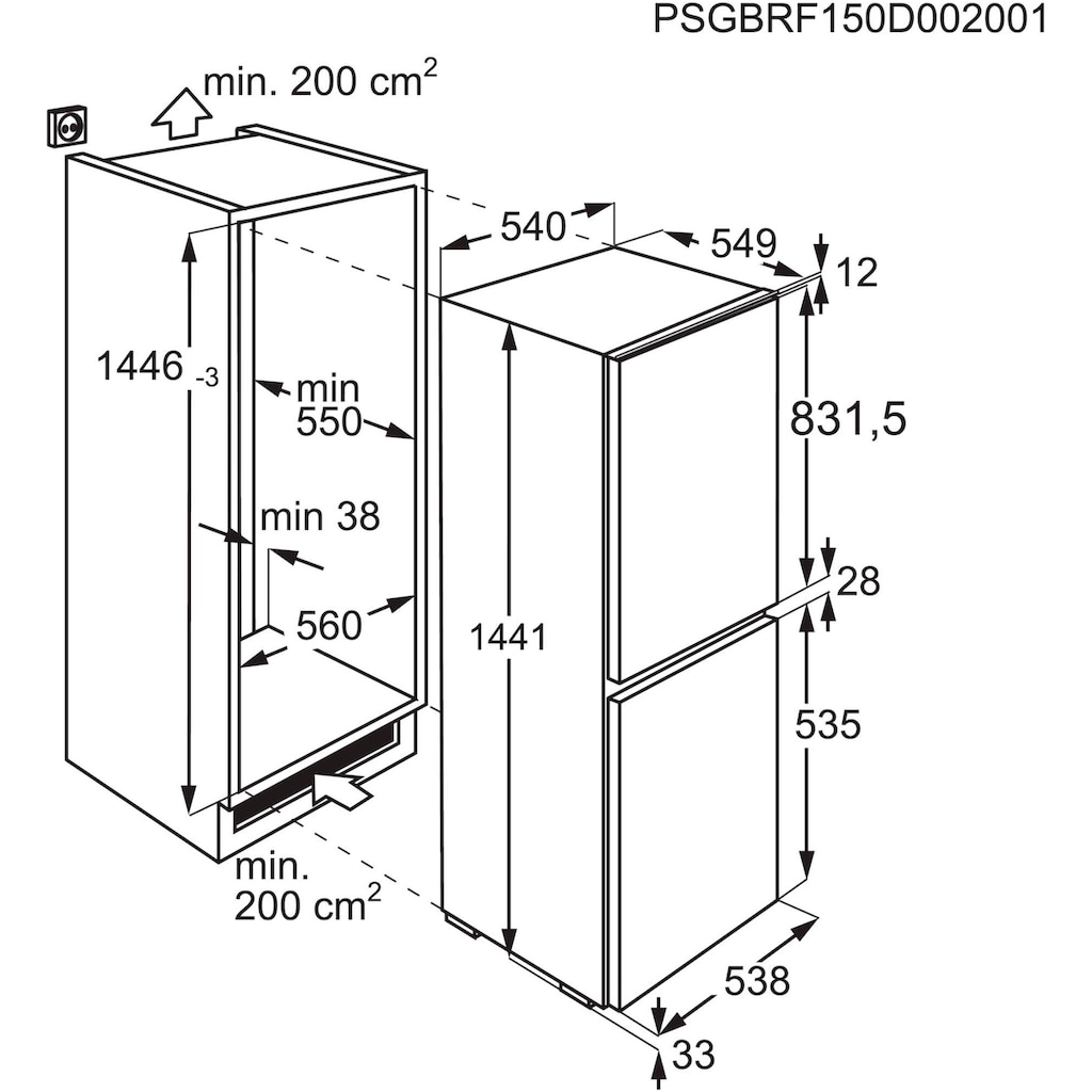 AEG Einbaukühlgefrierkombination »TSC5S142ES«, TSC5S142ES 933033557, 144,1 cm hoch, 54,9 cm breit