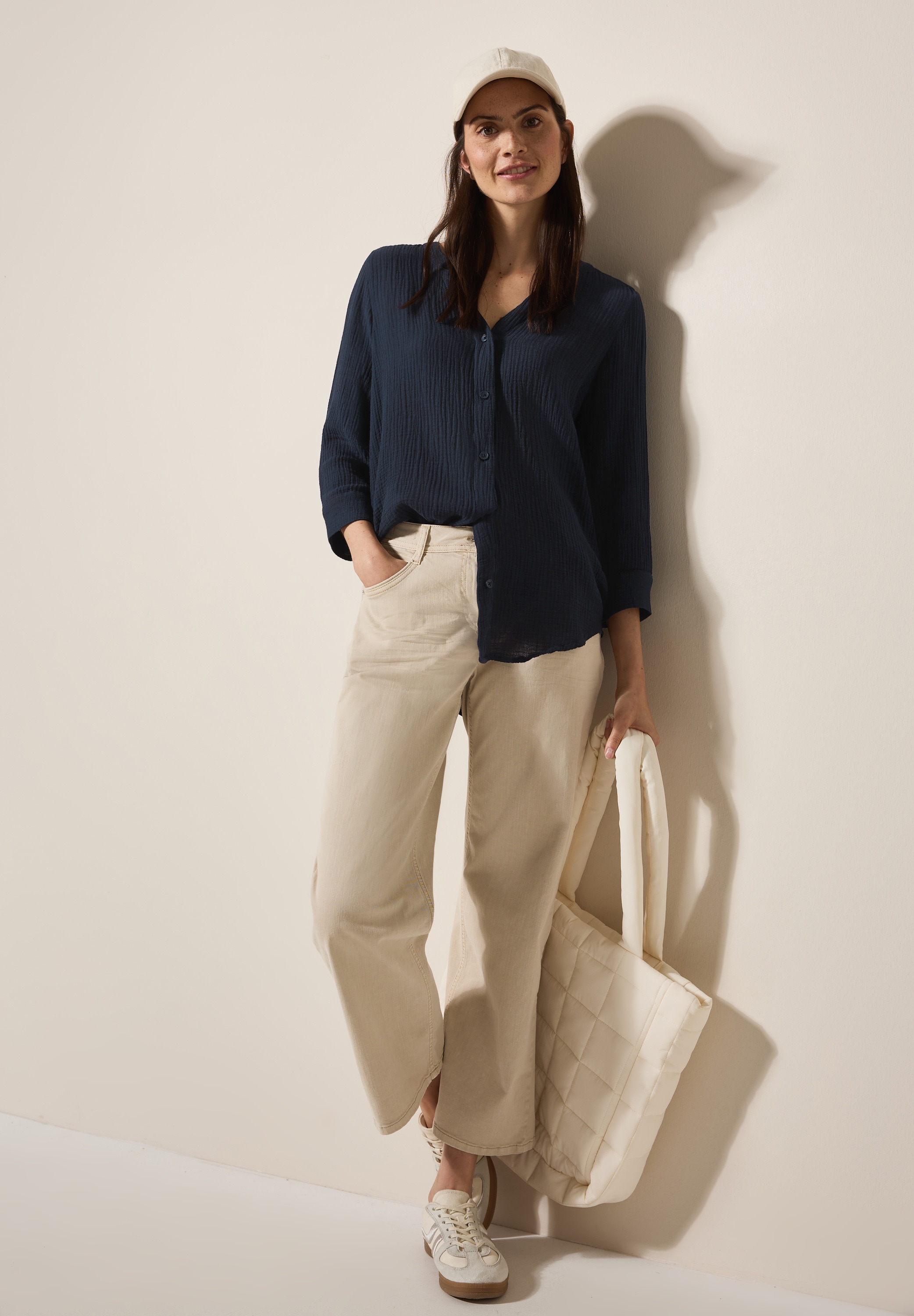 Cecil Shirtbluse, 3/4-Arm Musselin-Optik
