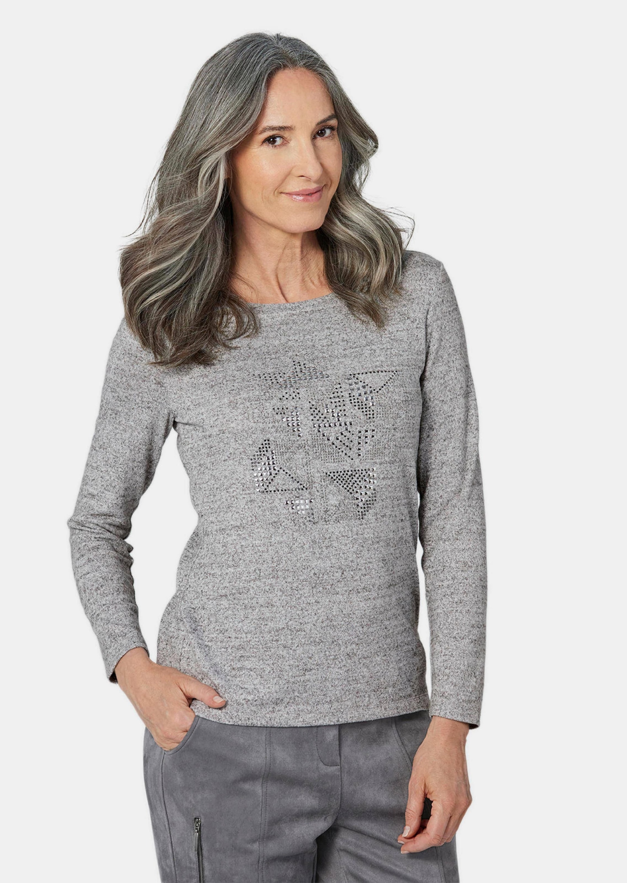 GOLDNER Kurzarmshirt "Kurzgröße Langarmshirt mit Applikation" Applikationen günstig online kaufen