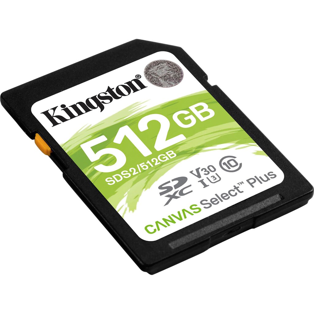 Kingston Speicherkarte »Canvas Select Plus SD 512GB«, (UHS-I Class 10 100 MB/s Lesegeschwindigkeit)