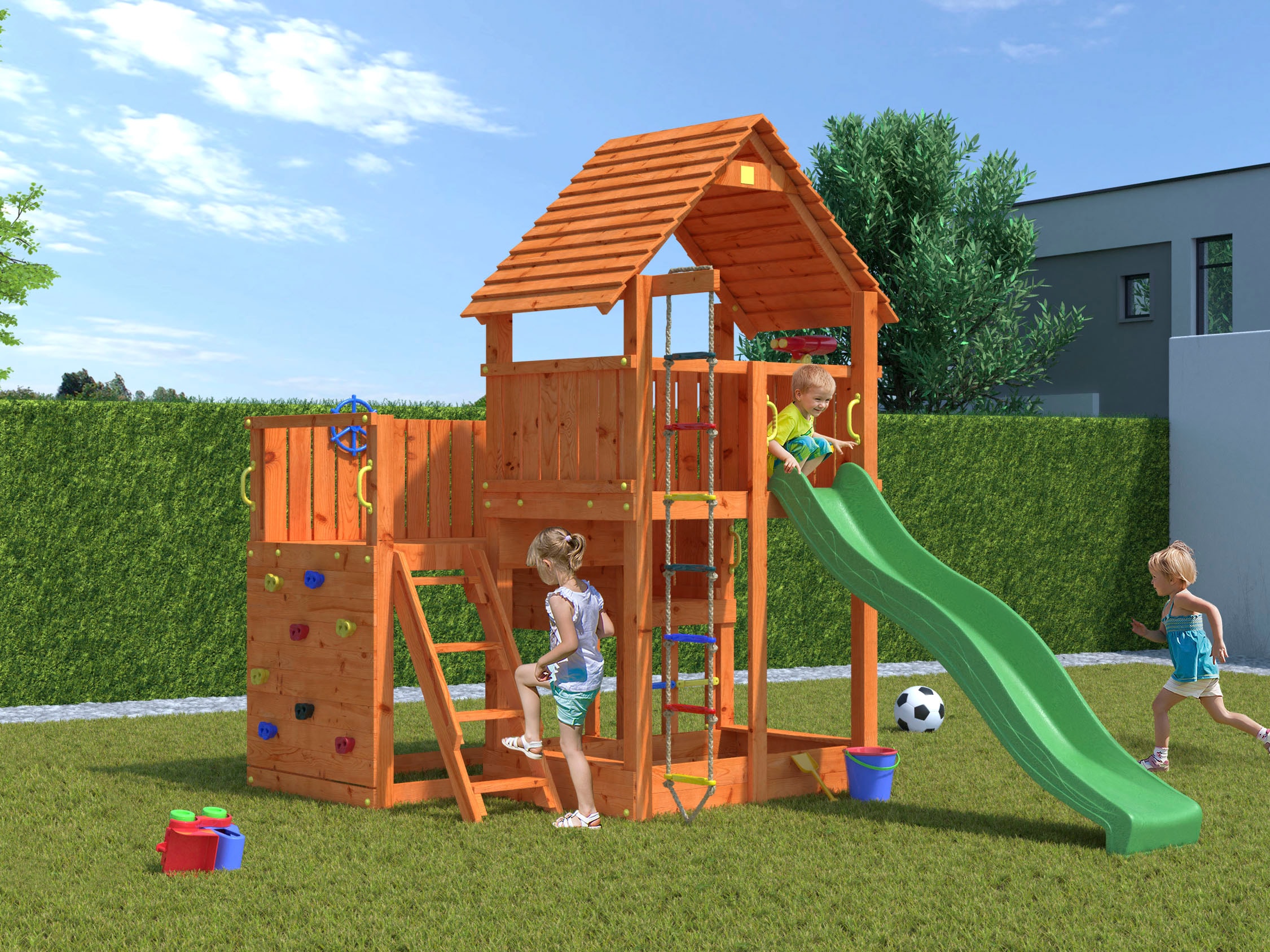FUNGOO Spielturm »BIG LEADER«, mit Schaukel & Rutsche
