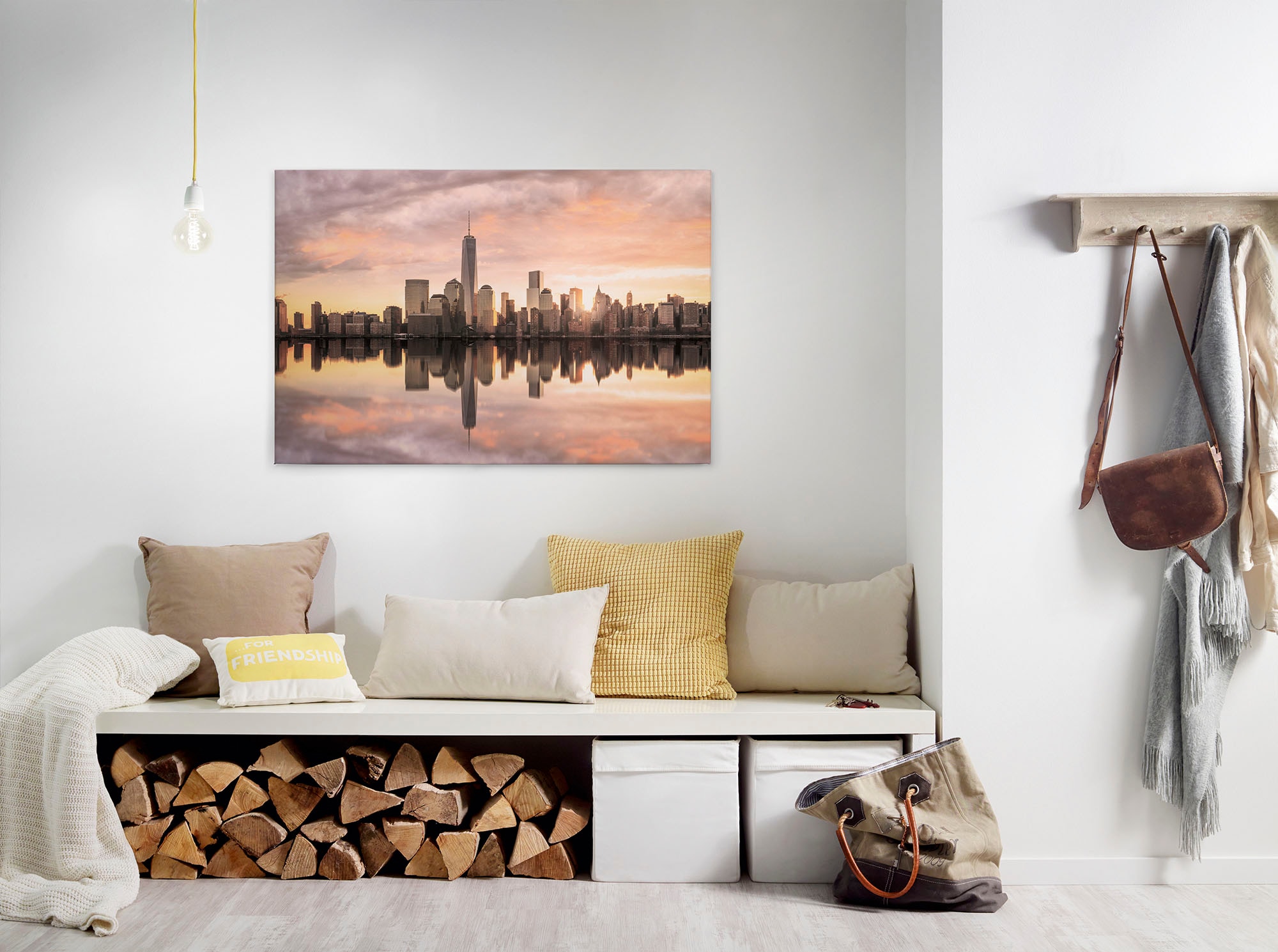 A.S. Création Leinwandbild "Skyline NY" Kunst New York 1 Stk. tlg. Skyline Bild Keilrahmen Großstadt Leinwand-Bild Wohnzimmer modern Wand