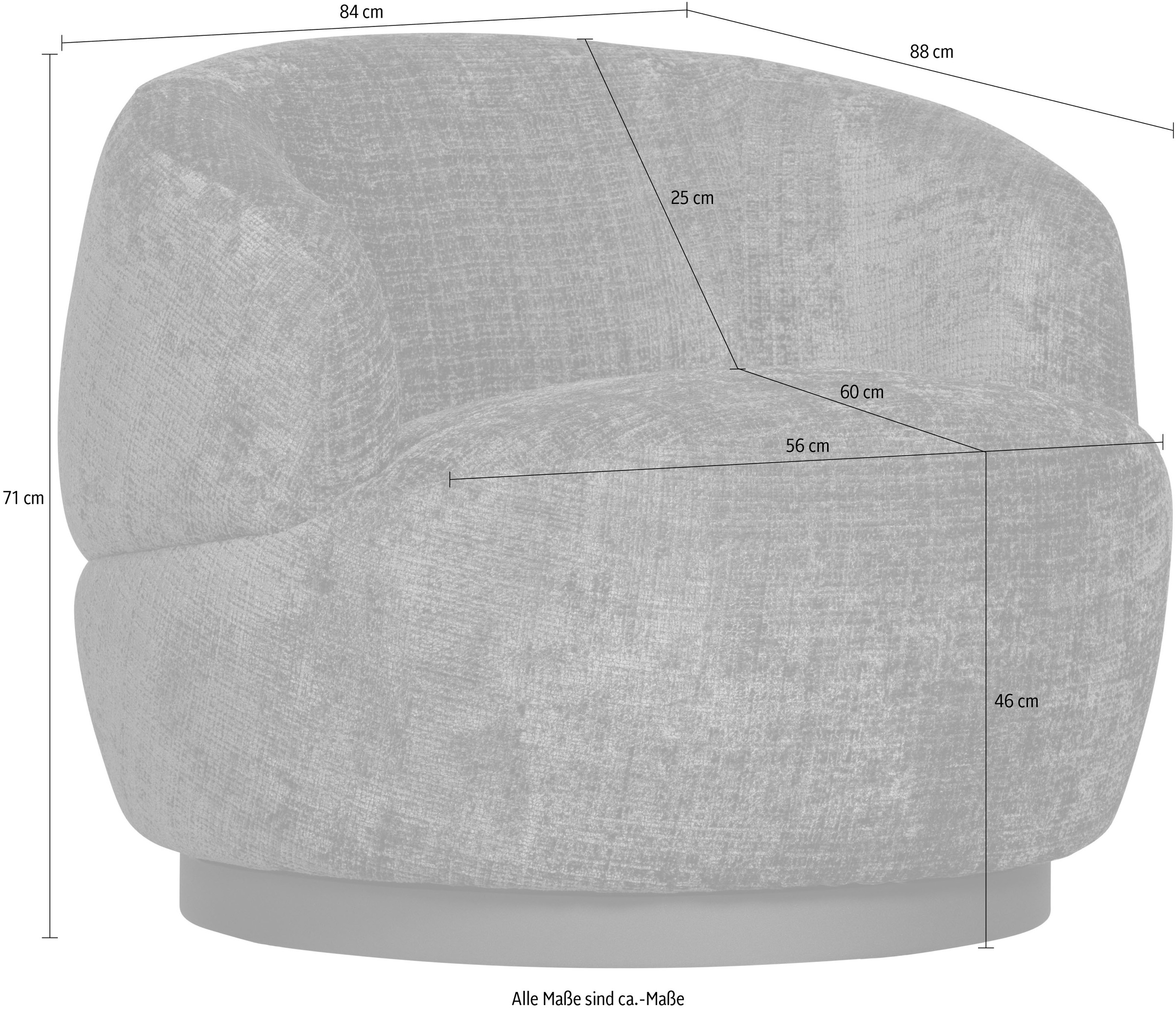 WOOOD Drehsessel »Woolly«, runde Form, in jede Richtung drehbar! Breite 84 cm