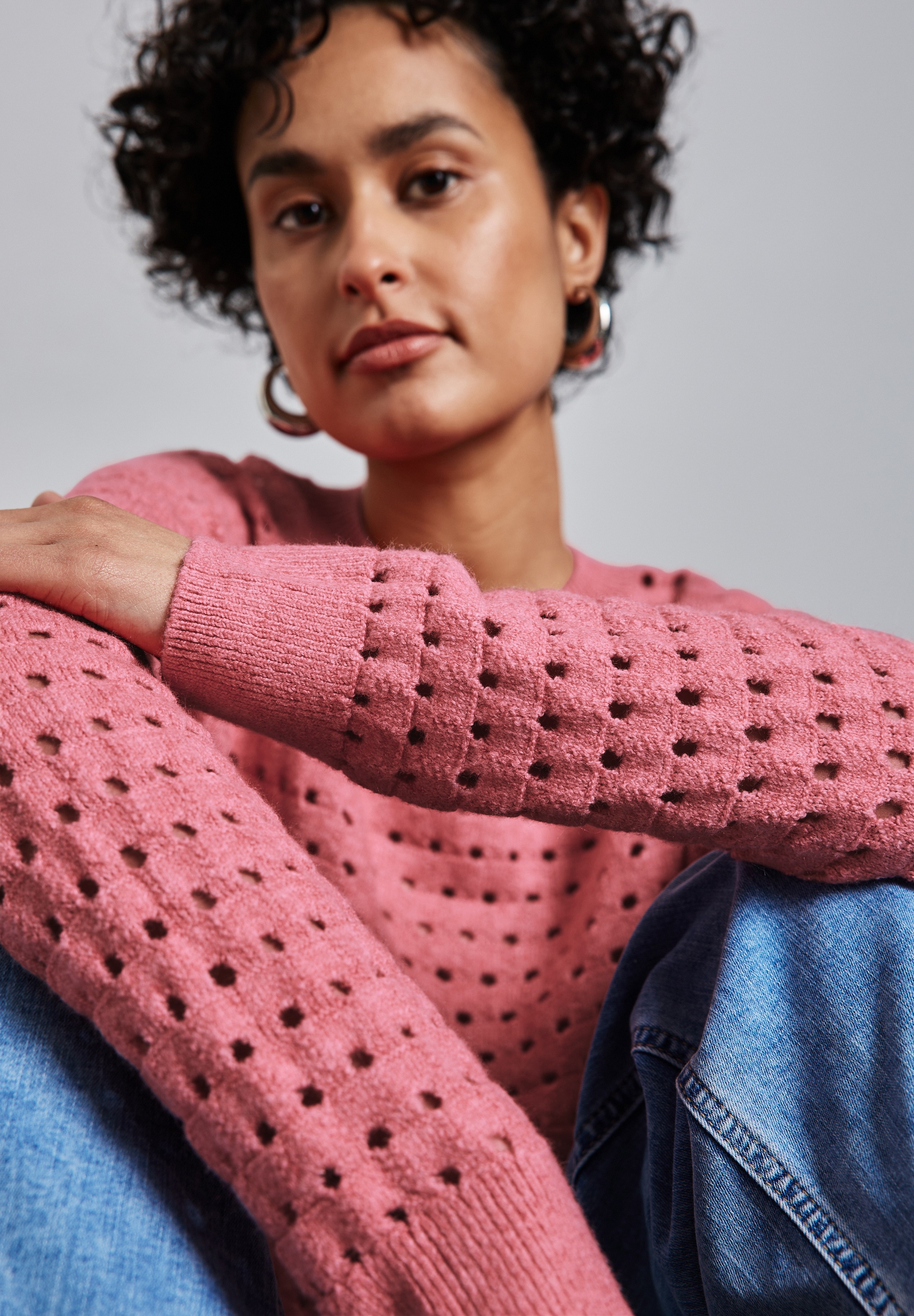 STREET ONE Strickpullover, mit Lochmuster