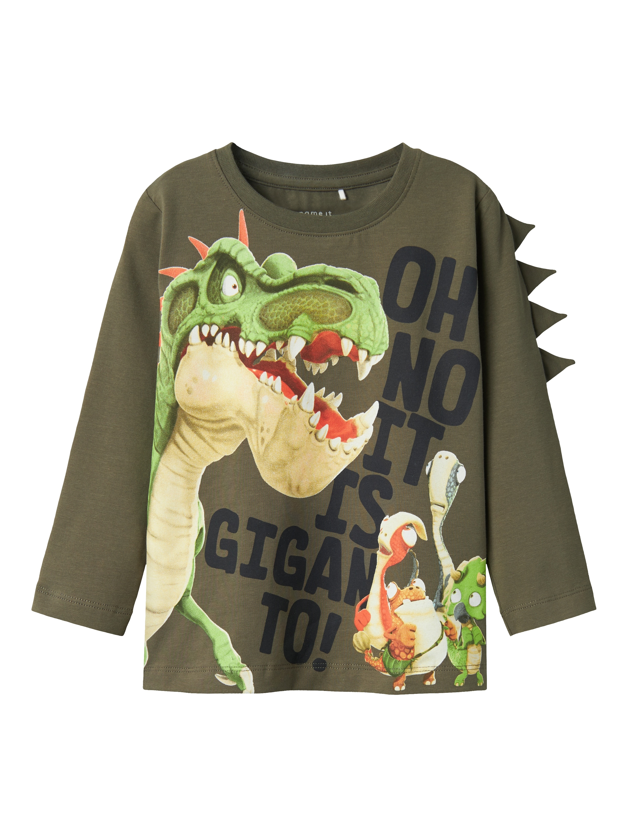 Name It Langarmshirt »NMMDOVID GIGANTO NREG LS TOP NOOS VDE«, mit großem Dino-Frontmotiv
