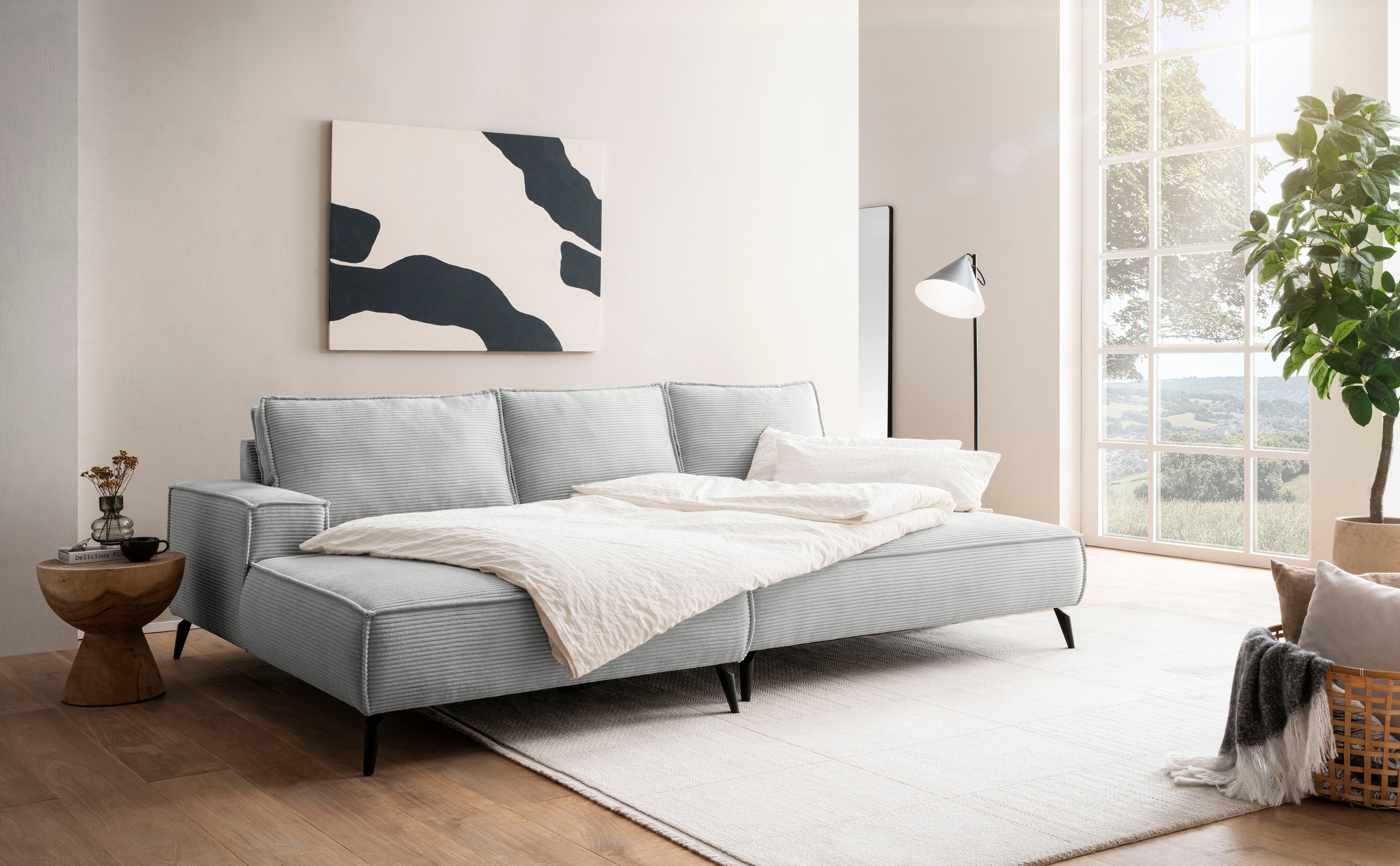 andas Sitzgruppe »TVINNU, Polsterecke L-Form, Schlaffunktion, mit Hocker«, (Set, 2 tlg.), stellbar zum Schlafsofa (Krokodilverbinder)