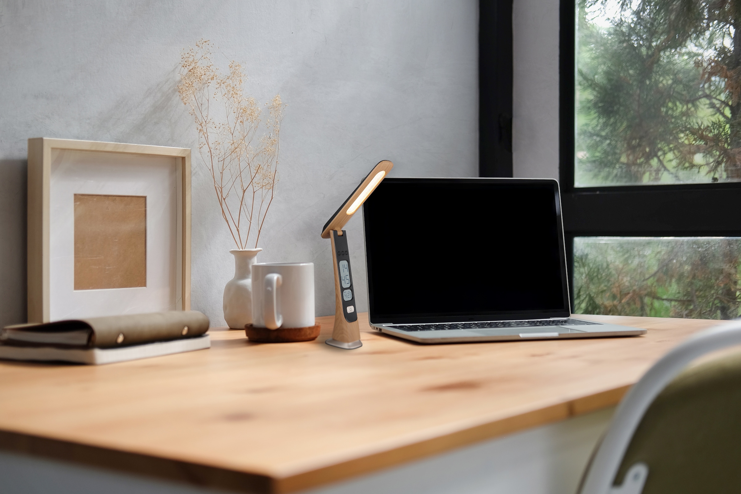 GLOBO LIGHTING Tischleuchte »AVERIE« LED-Modul 1 Stk. Tischleuchte Holz/Schwarz/Gold, Touchdimmer, USB, LED 2W