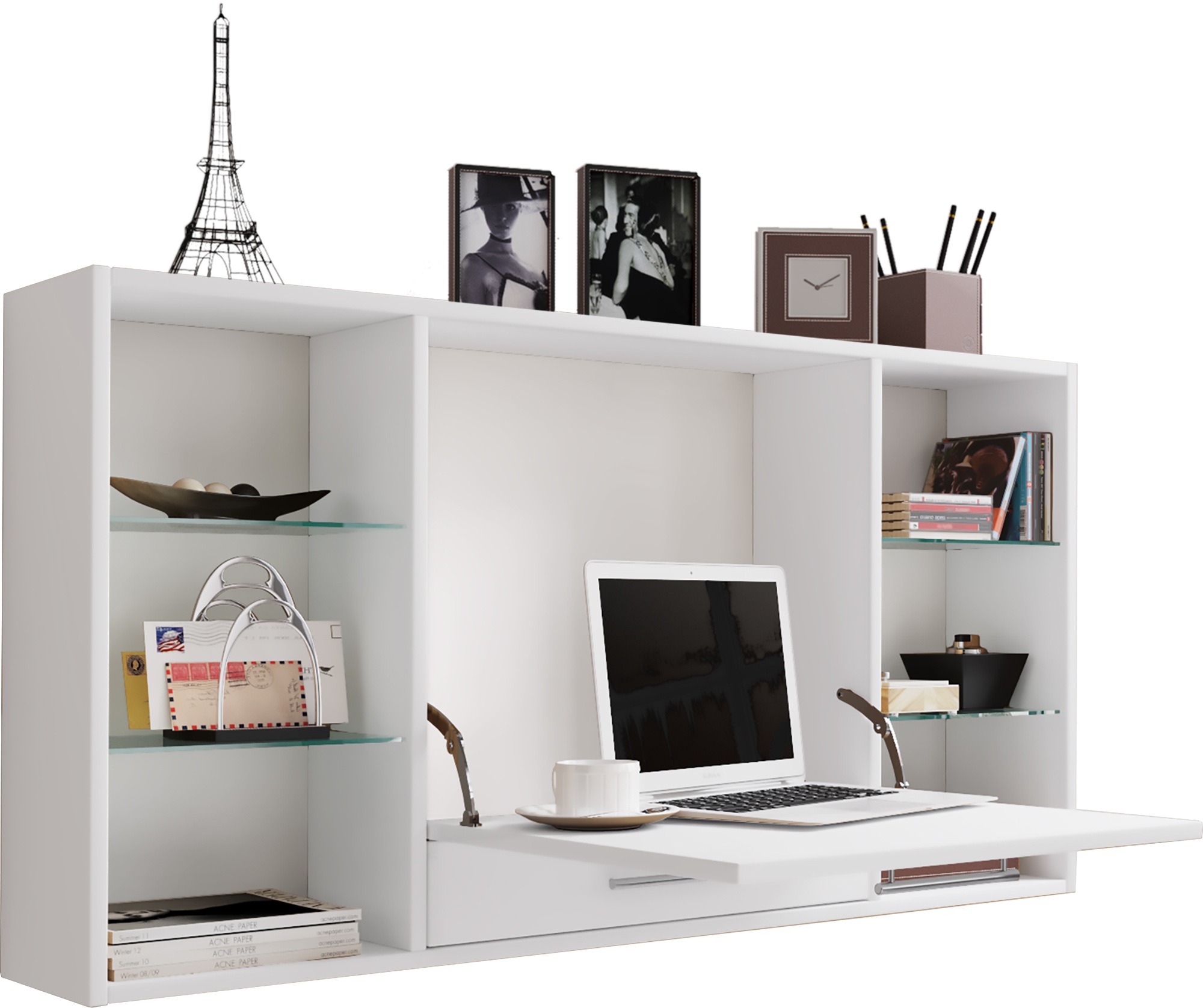 Schreibtisch VCM, B:115cm T:20cmweiß, Büro, Tische, "Holz Hänge Schreibtisch Wandschreibtisch Teala"