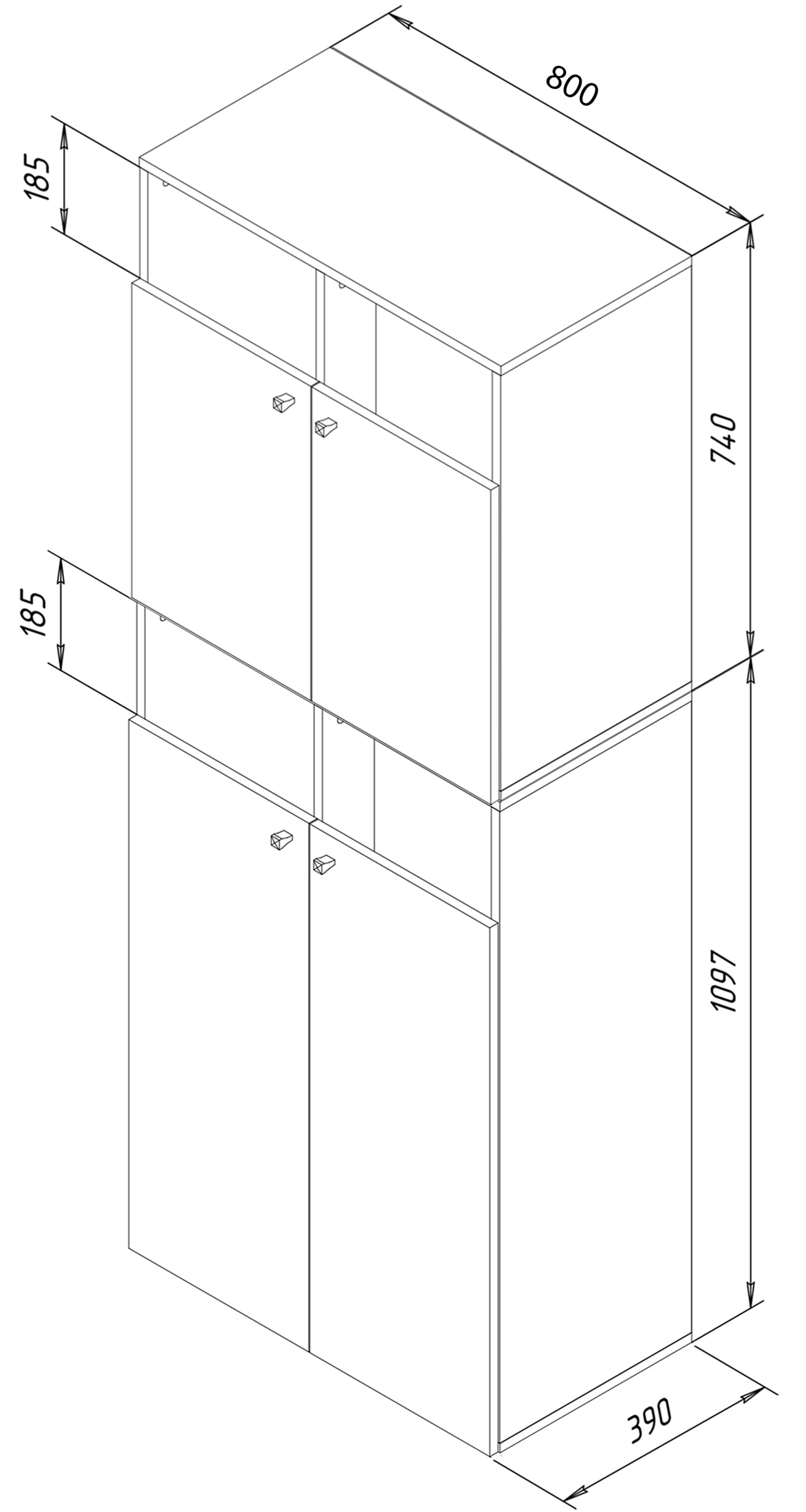VCM Hochschrank »VCM Holz Wäscheschrank | Wäschetruhe | Wäschekorb | Maße ca H. 184 x B. 80 x T. 39 cm - Dreso XXL4f«, (1 St.)