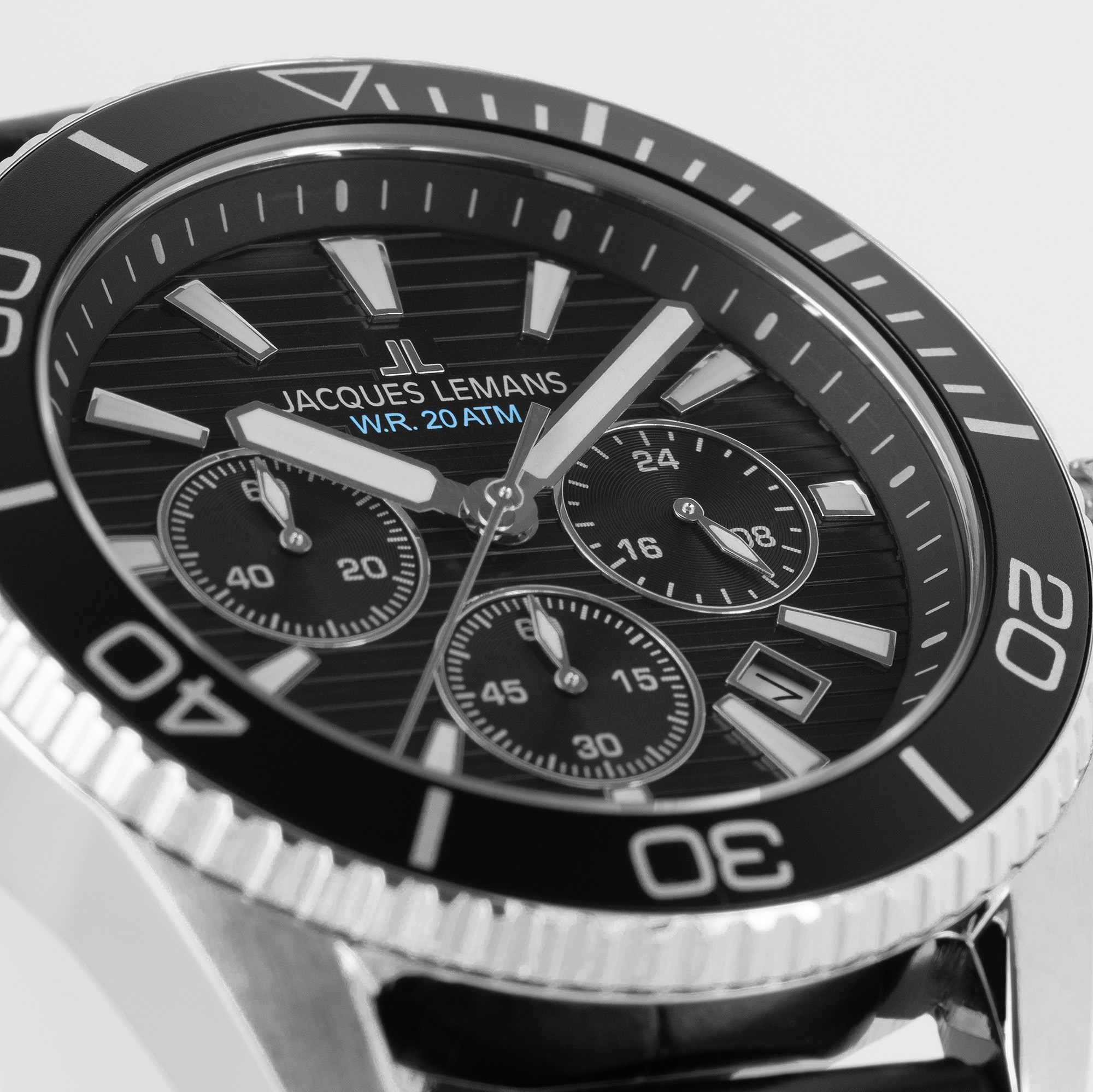 Jacques Lemans Chronograph »Liverpool Diver« Quarzuhr, Armbanduhr, Herrenuhr, Lederarmband, analog, Tag