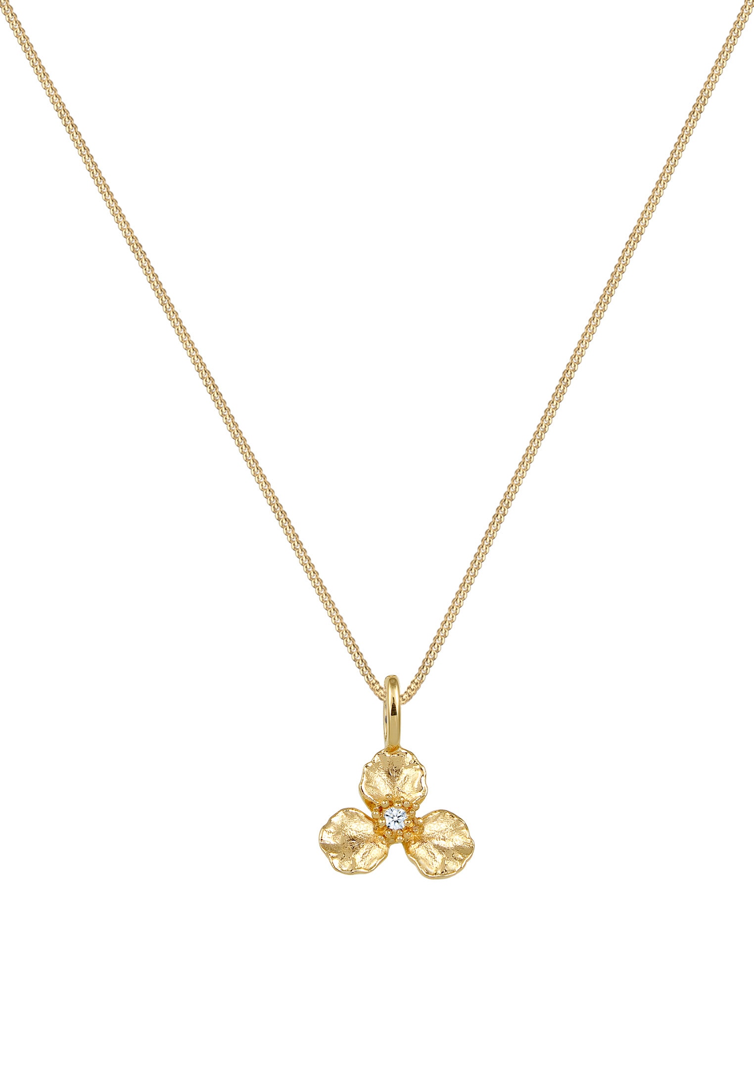 Elli DIAMONDS Collierkettchen »Blume Diamant Weiß Brillantschliff (0.015 ct) 585 Gelbgold«