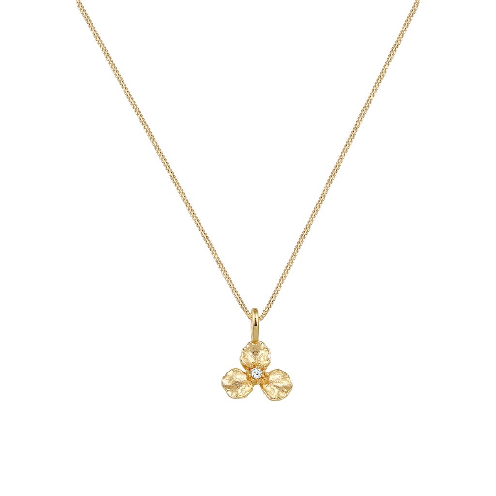 Elli DIAMONDS Collierkettchen »3D Blume Anhänger Diamant (0.015 ct.) 585 Gelbgold«